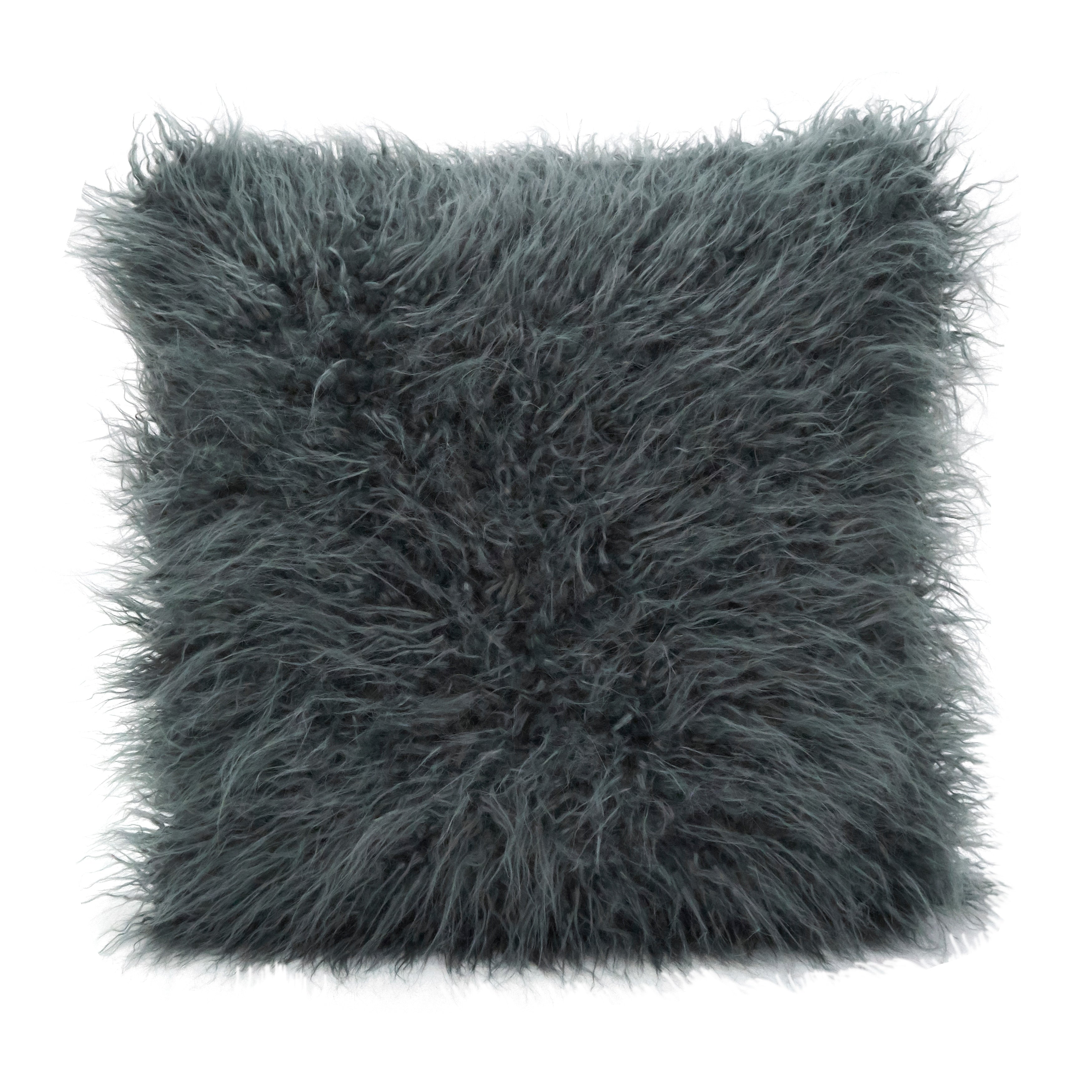 Mongolian Shaggy Faux Fur Throw Pillow