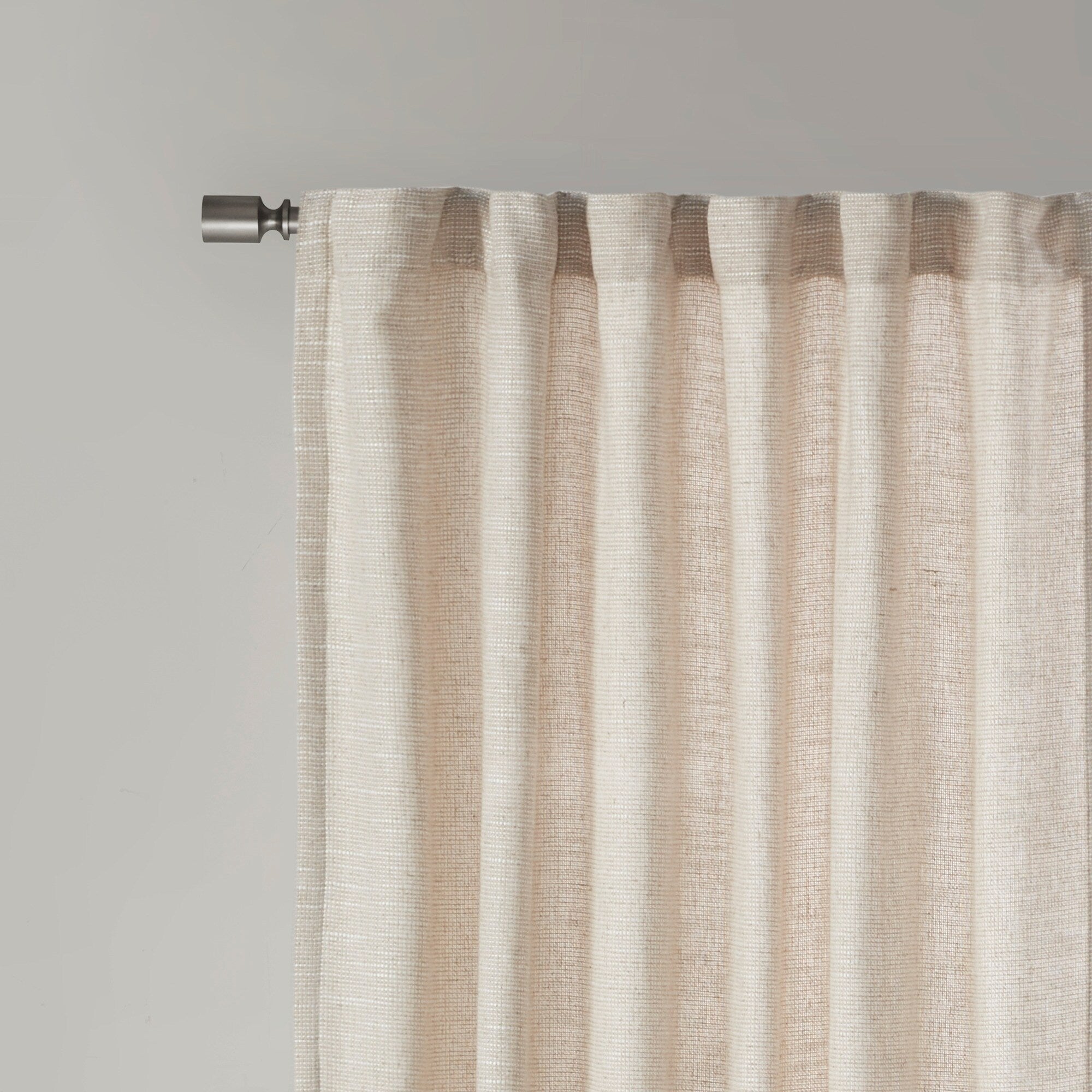 Madison Park Barnet Faux Linen Rod Pocket and Back Tab Fleece Lined Curtain Panel