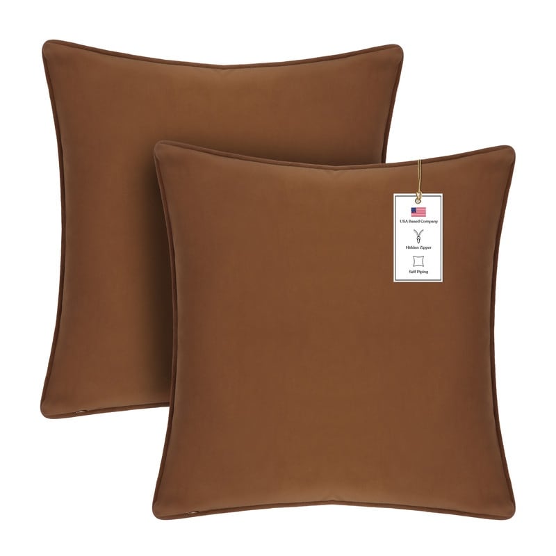 A1HC Set of 2 Luxurious Fine Soft Velvet Throw Pillow Covers Only, For Sofas, Beds, Vibrant Colors and Hidden Zipper