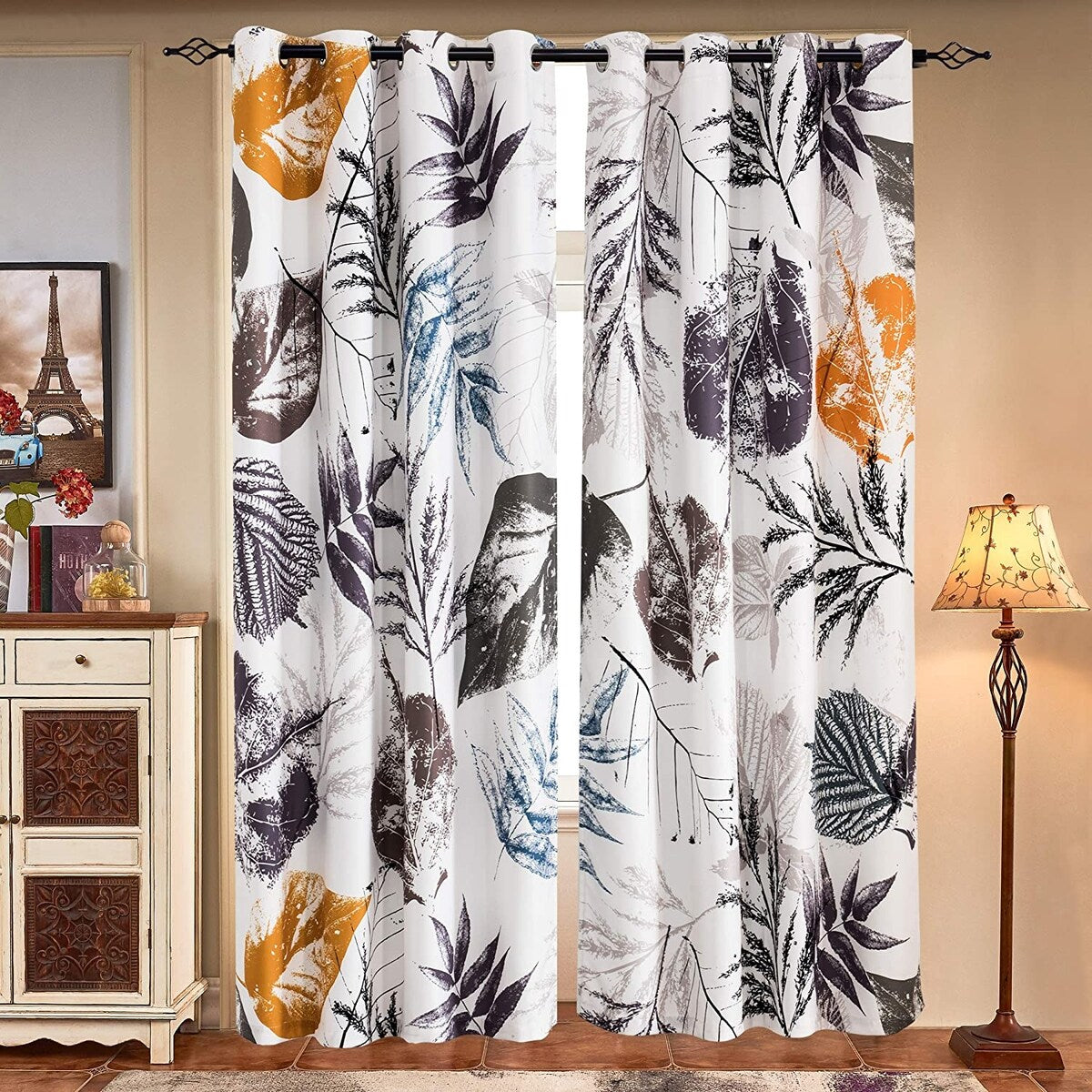 Subrtex Printed 2 Piece Panels Blackout Curtains Colorful Window Drapes