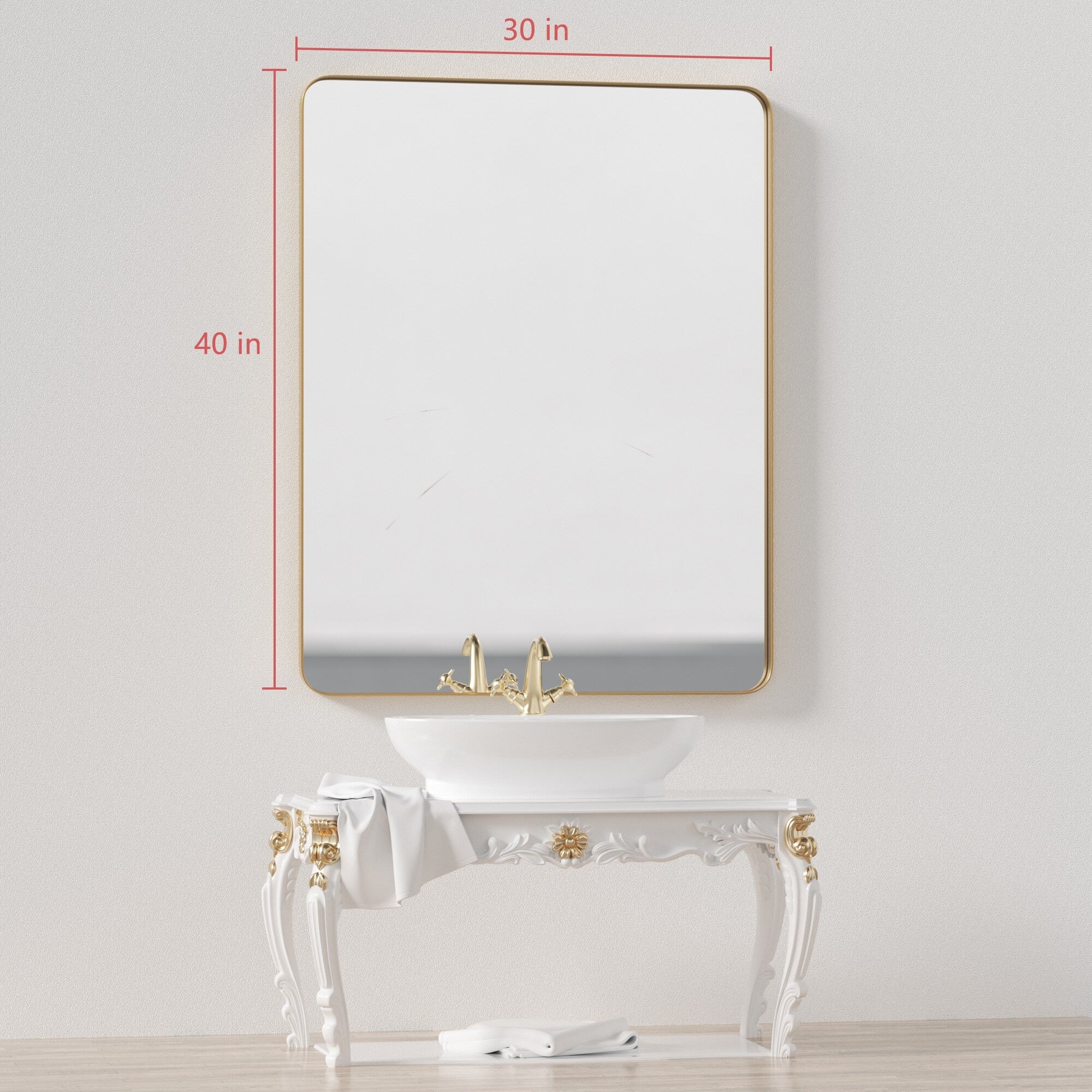 Wall Mirror Vanity Mirror Bathroom Mirror with Round Corner (1 Piece)