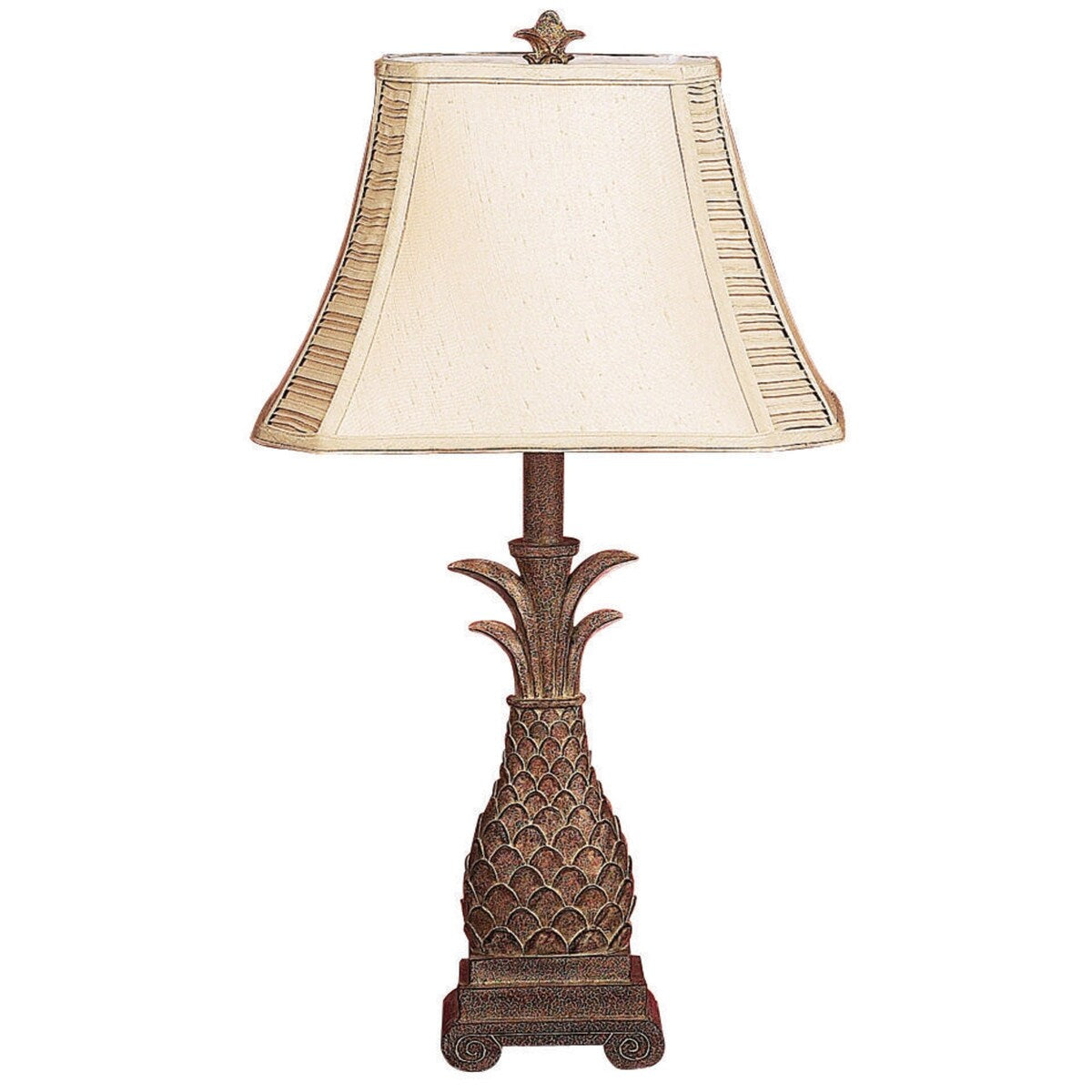 Polystone Fruit Pineapple Room Table Lamp with Tapered Shade - Set of 2 Brown - Roche River Decor