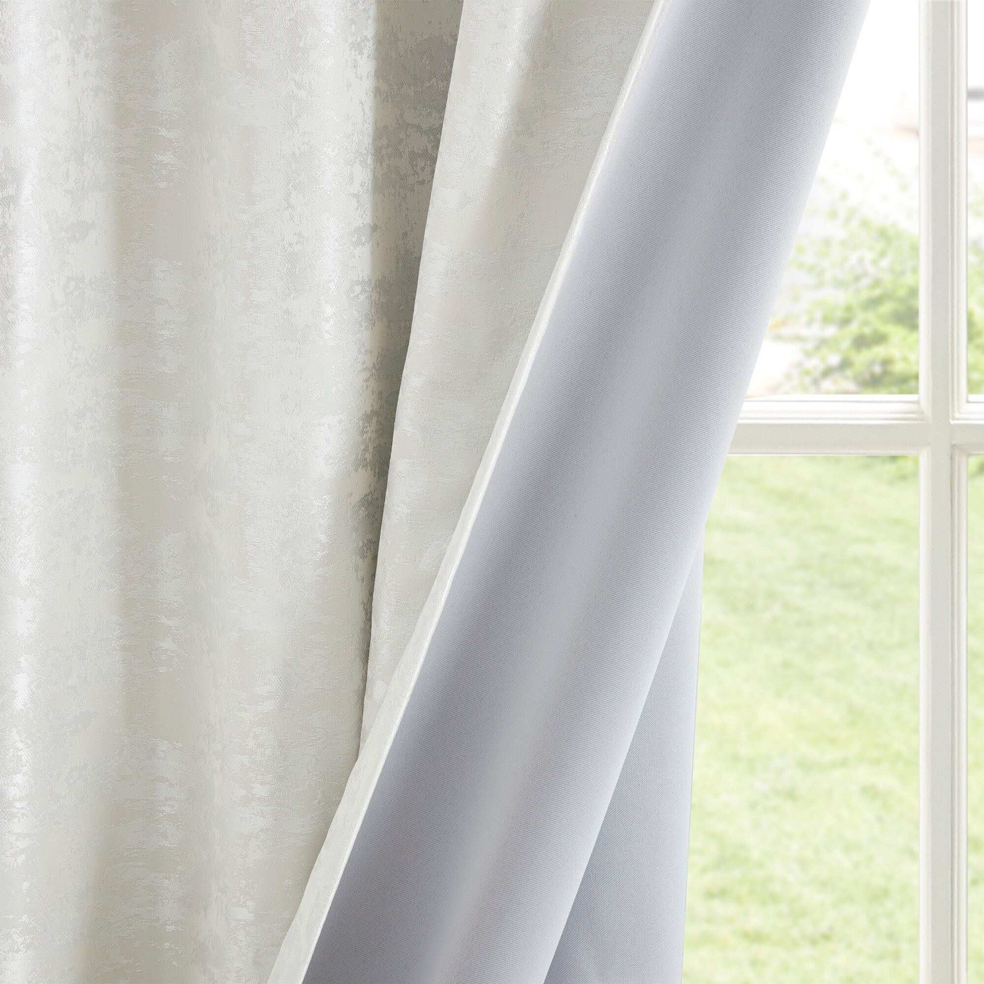 SunSmart Odessa Marble Jacquard Lined Total Blackout Rod Pocket/Back Tab Curtain Panel