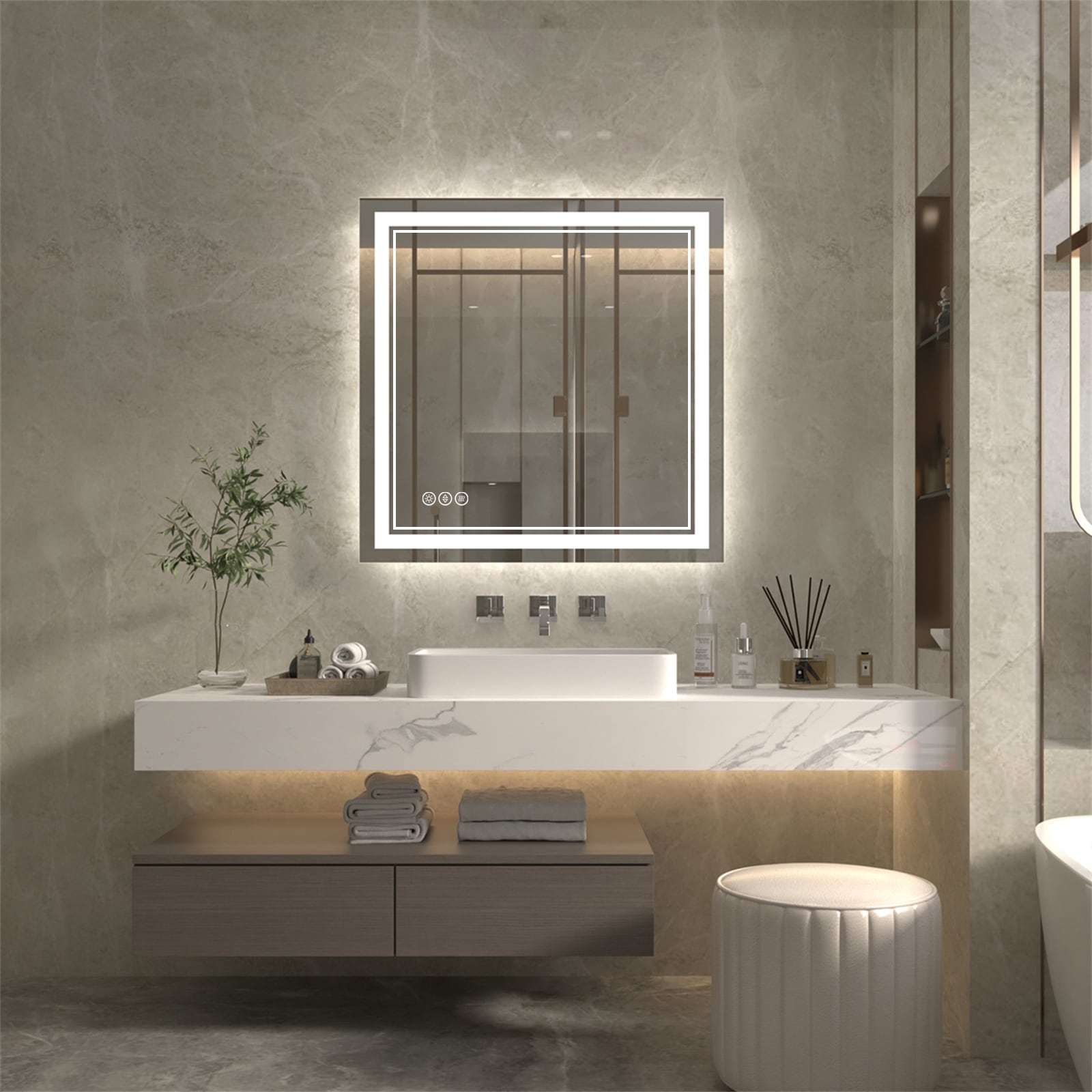 ExBrite Anti-Fog LED Bathroom Mirror with Endless Dimming