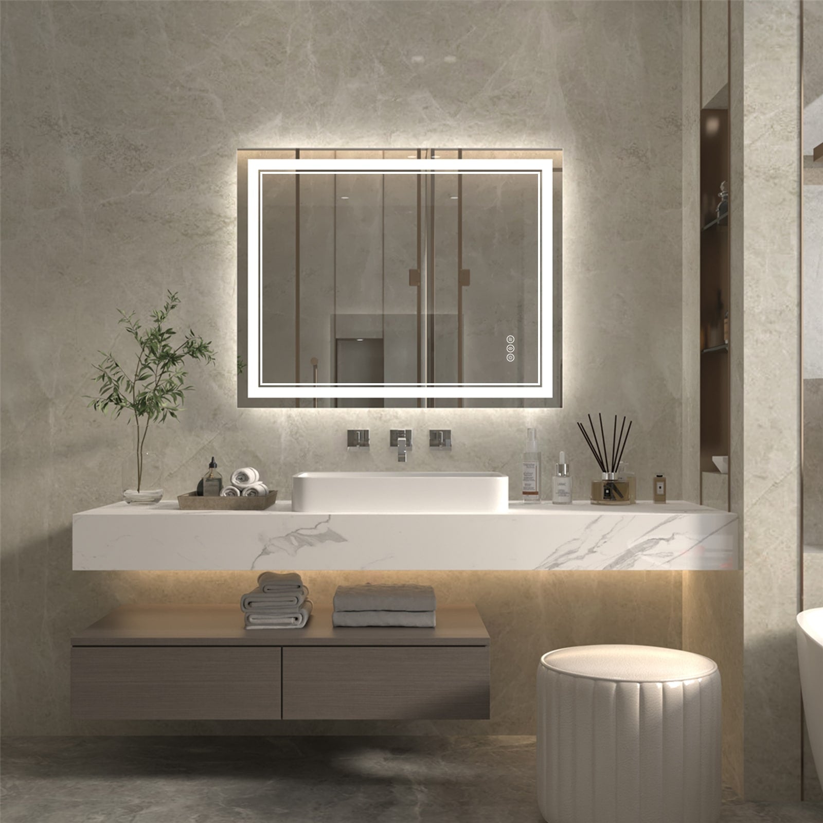 ExBrite Anti-Fog LED Bathroom Mirror with Endless Dimming