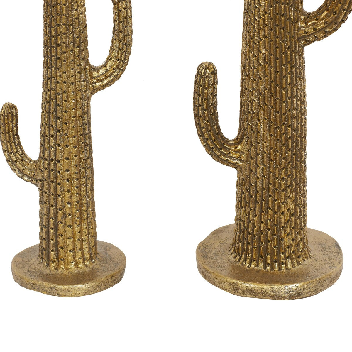 Polystone Cactus Decorative Sculpture - Set of 2 Gold - Roche River Decor