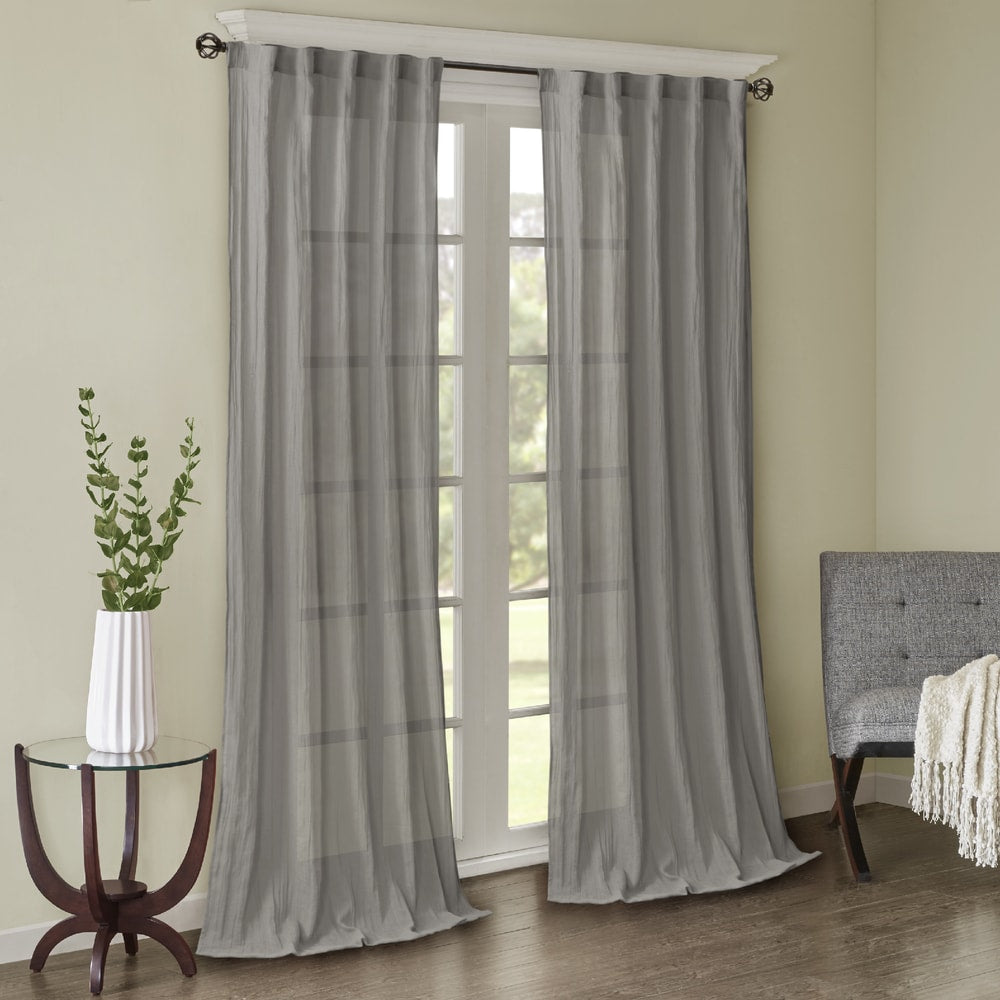 Madison Park Kaylee Solid Crushed Sheer Window Curtain Pair