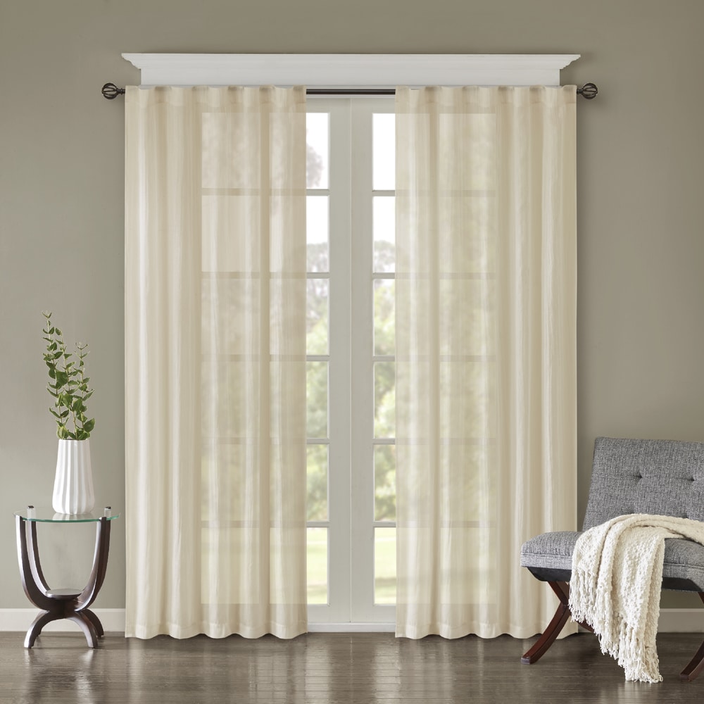 Madison Park Kaylee Solid Crushed Sheer Window Curtain Pair