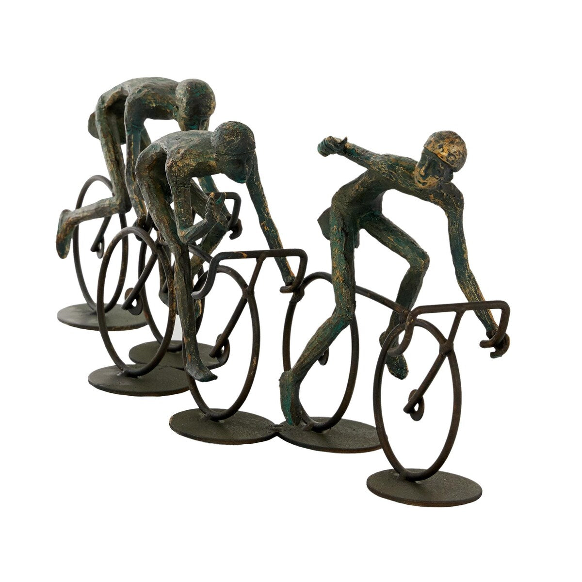 Polystone People Decorative Sculpture with Bike - Bronze - Roche River Decor