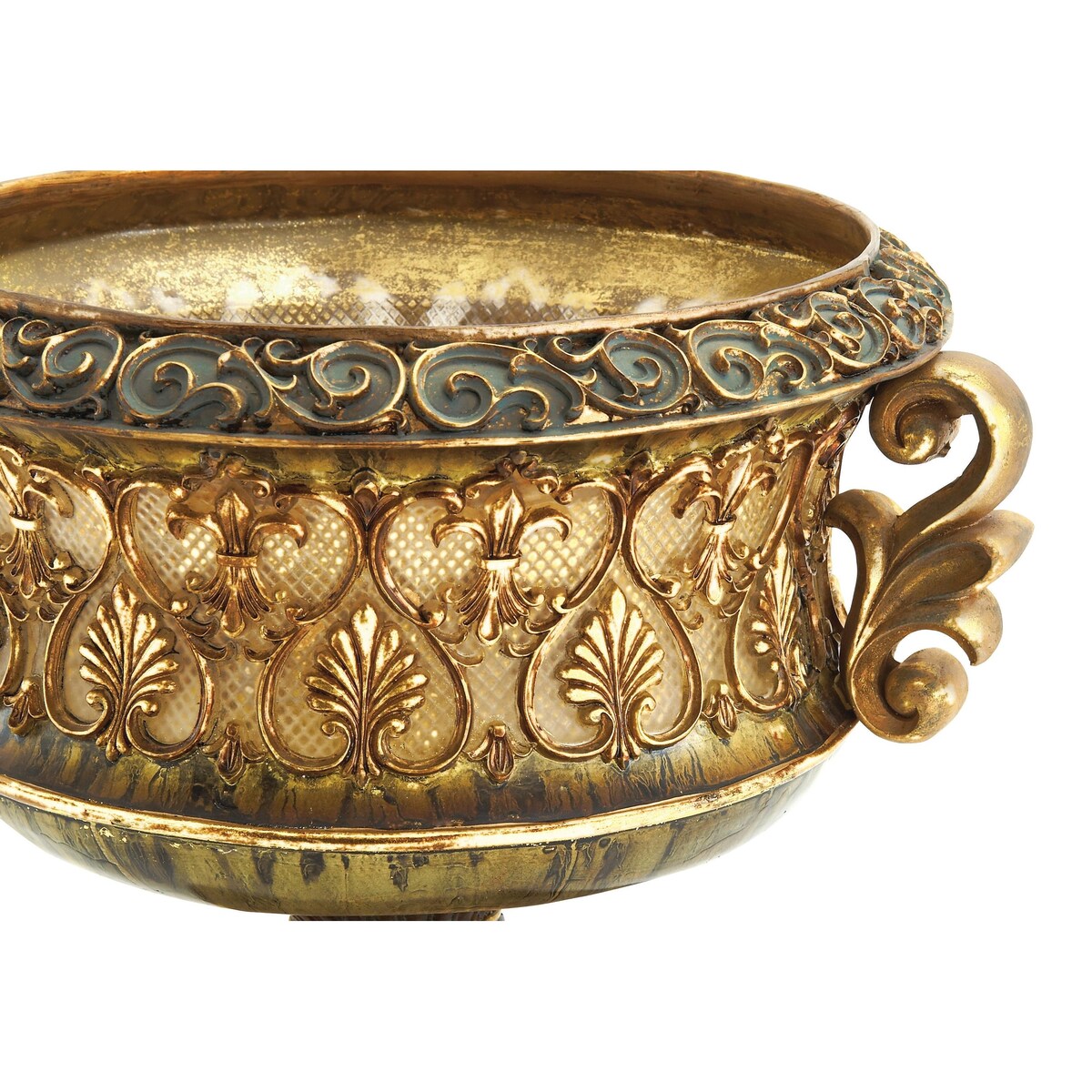 Polystone Ornate Decorative Decorative Bowl - Gold - Roche River Decor