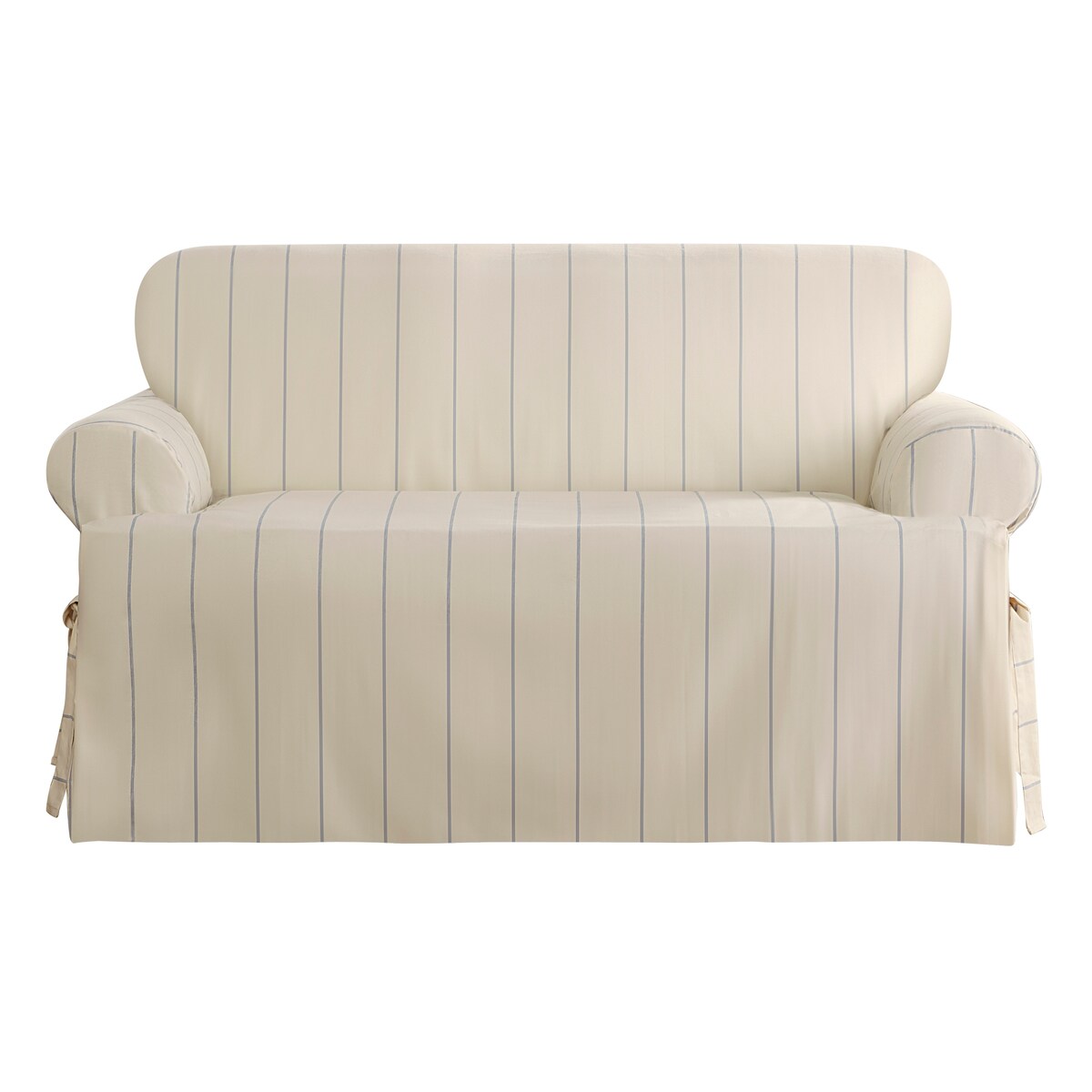 SureFit Heavyweight Cotton Duck 1 Piece T-Cushion Loveseat Cover with Seat Elastic