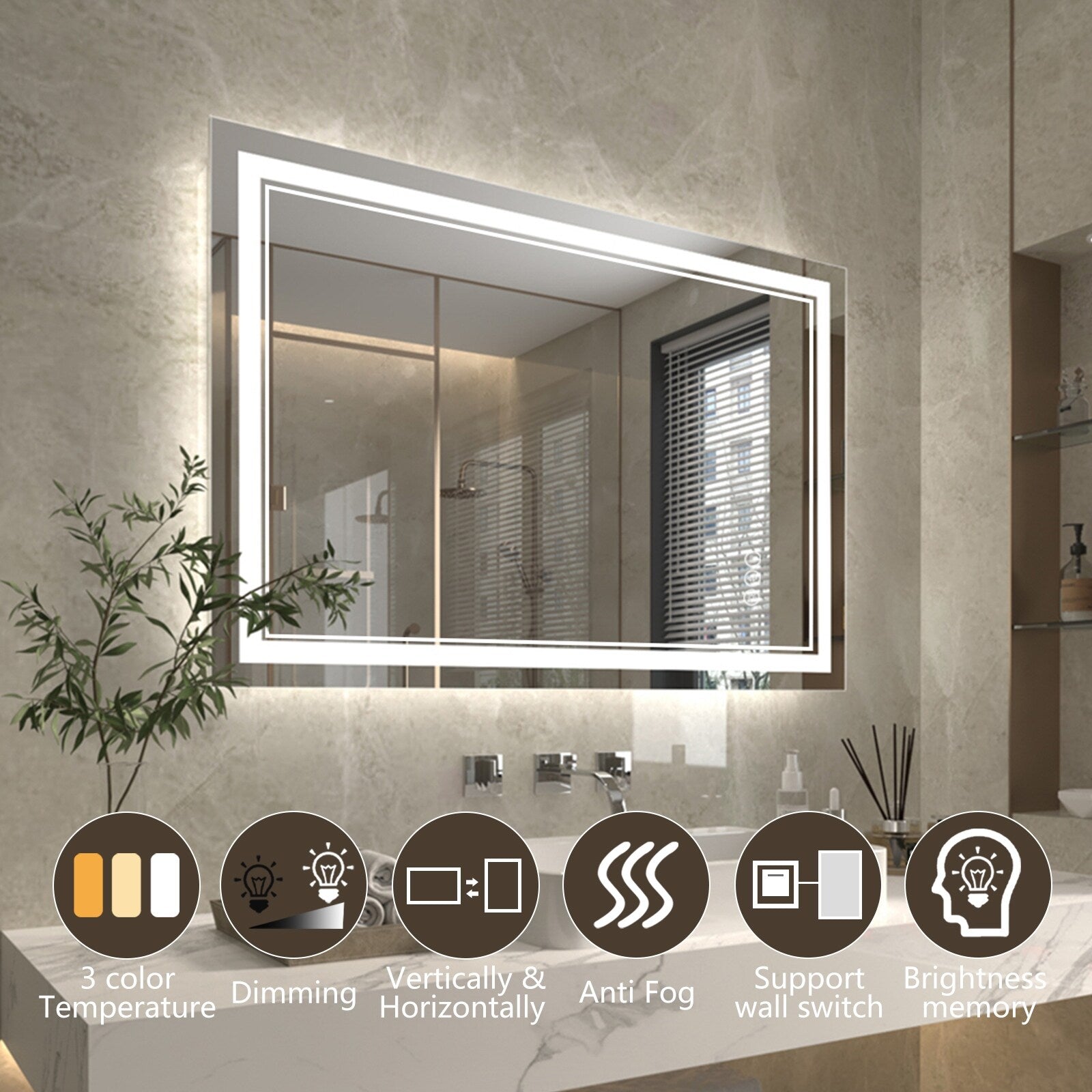 ExBrite Anti-Fog LED Bathroom Mirror with Endless Dimming