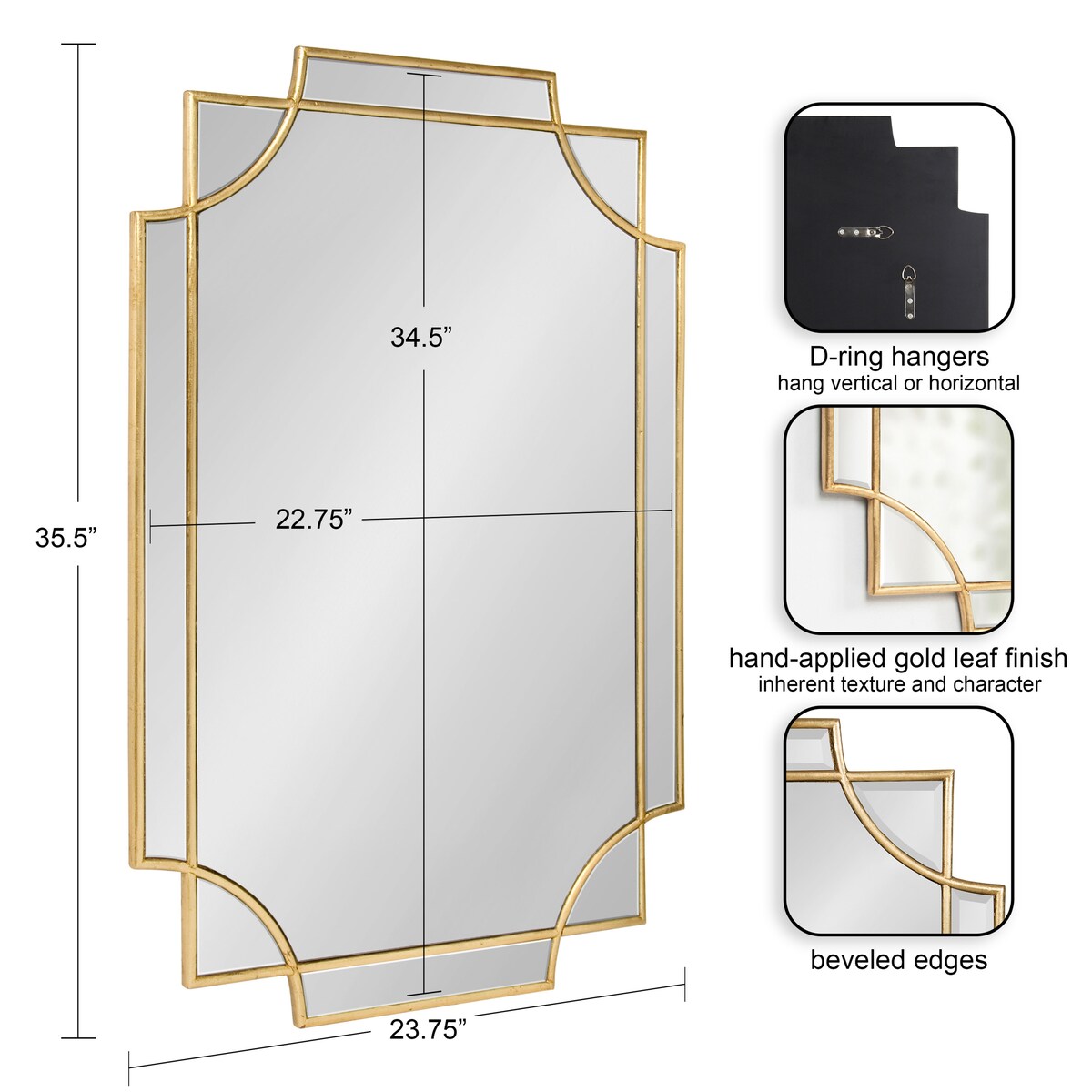 Kate and Laurel Minuette Traditional Decorative Framed Wall Mirror