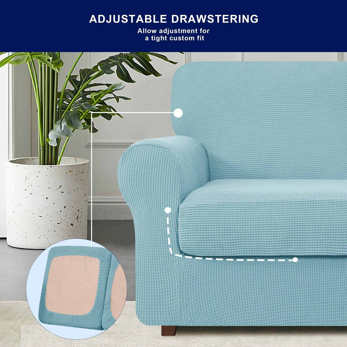 Subrtex 5-Piece Stretch Loveseat Slipcover Sets with 2 Backrest Cushion Covers and 2 Seat Cushion Covers