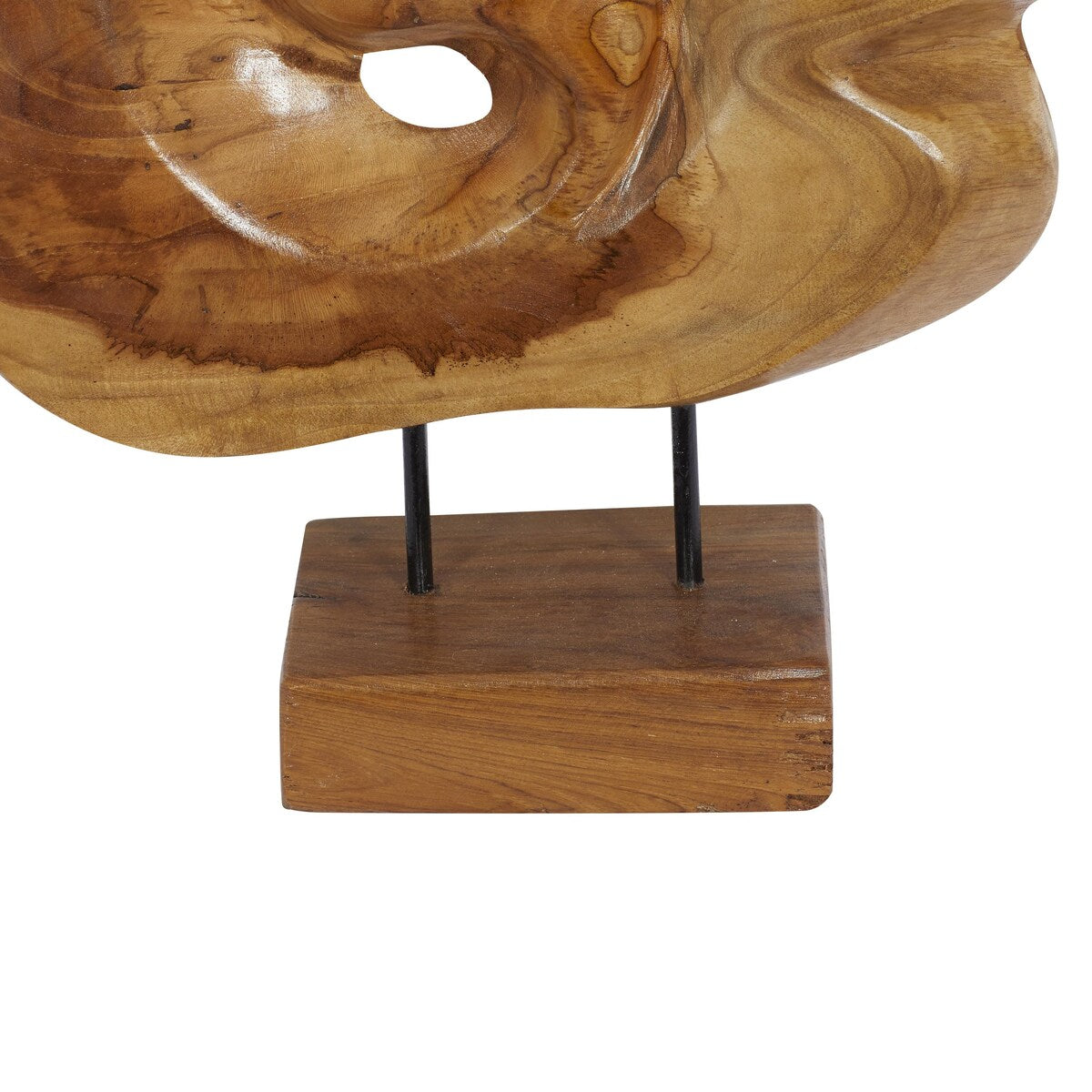 Teak Wood Abstract Handmade Live Edge Decorative Sculpture - Brown - Roche River Decor