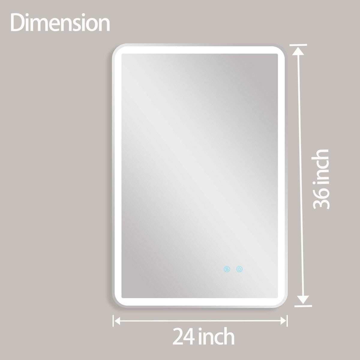 24/42/60 Inch Rectangular Frameless Anti-Fog Lighted Wall Bathroom Vanity Mirror in Natural