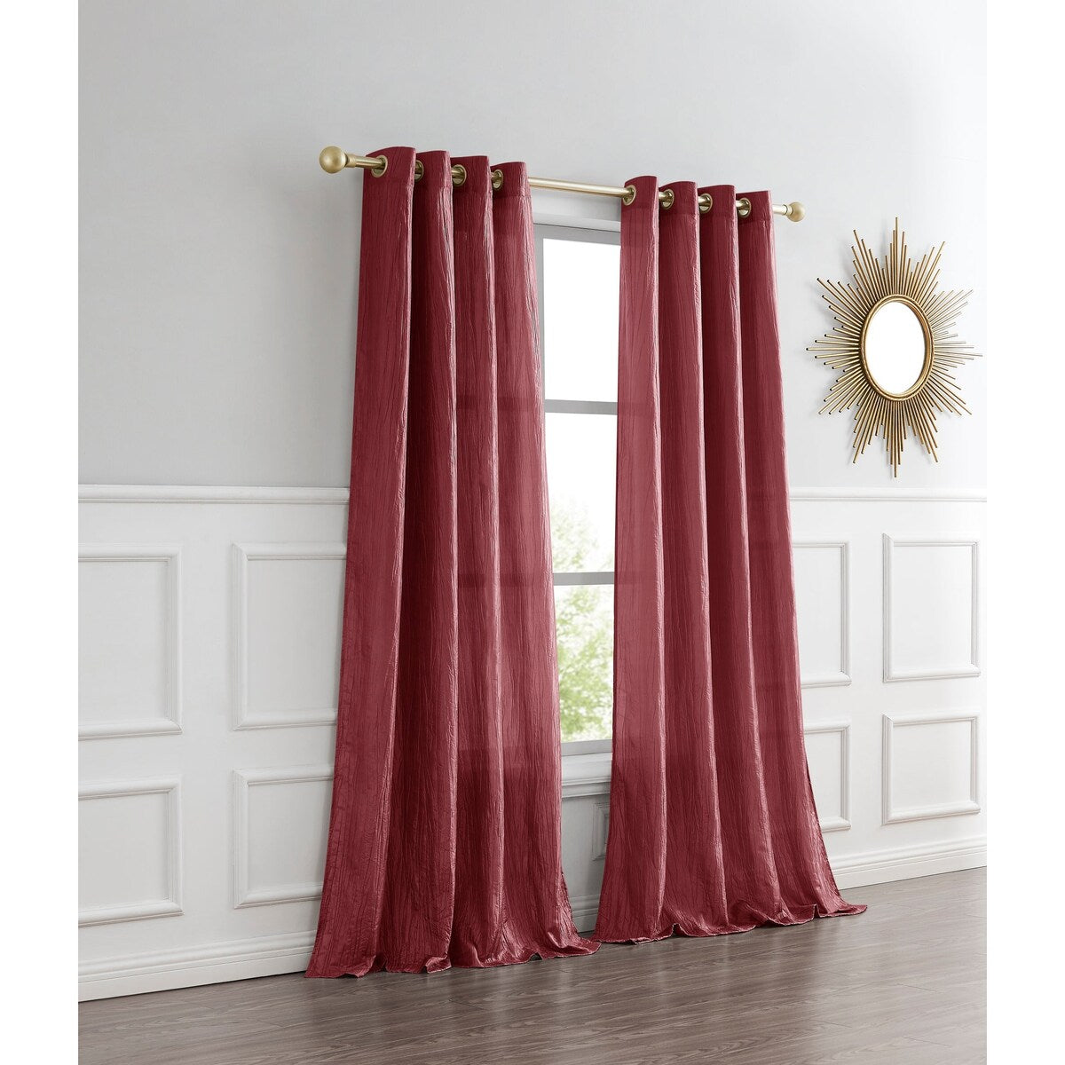 Dainty Home Verona Crushed Silk Light Filtering Grommet Single Panel Extra Wide Curtains