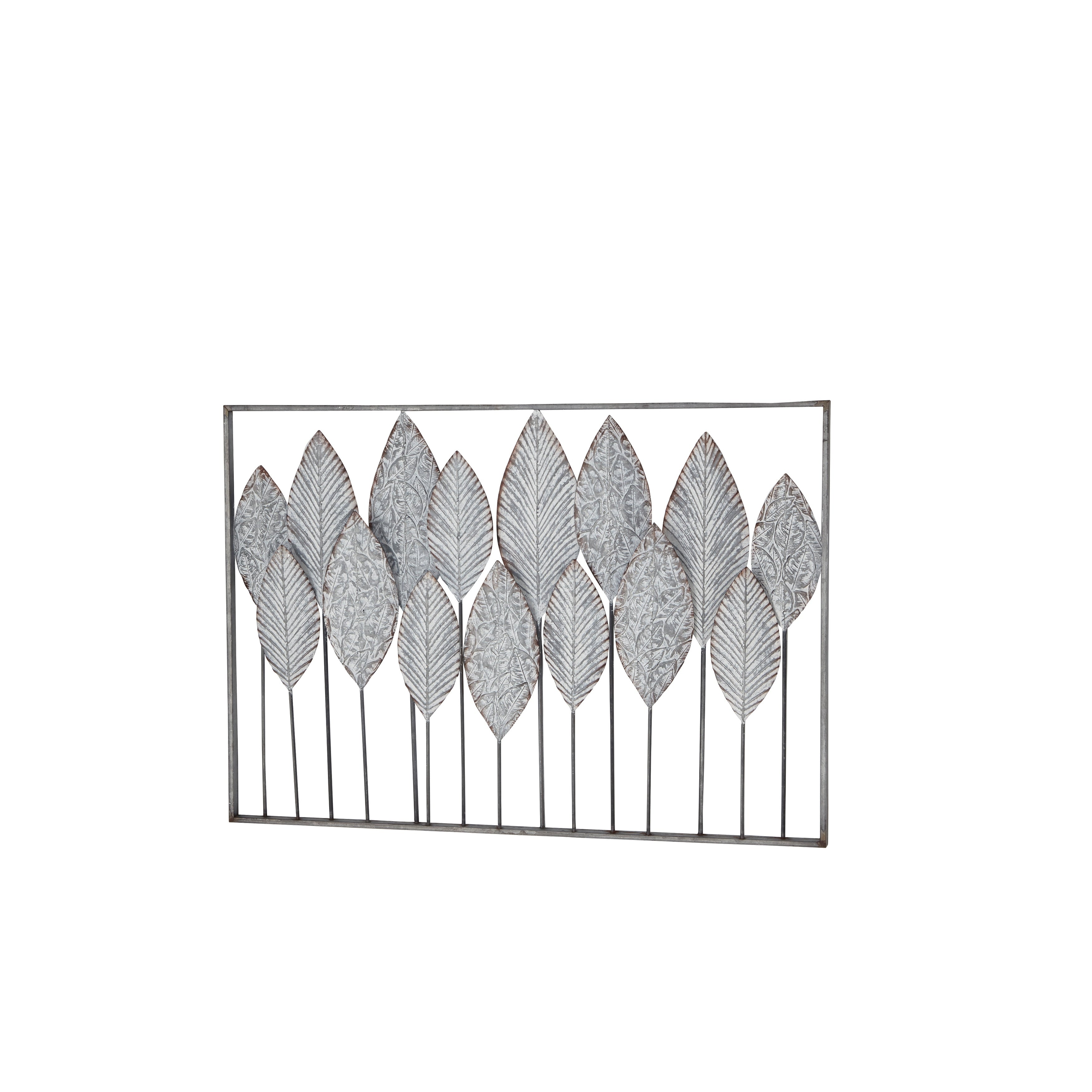 Contemporary Metal Tall Cut-Out Leaf Wall Decor with Intricate Laser Cut Designs - Bronze, Gray, Brass