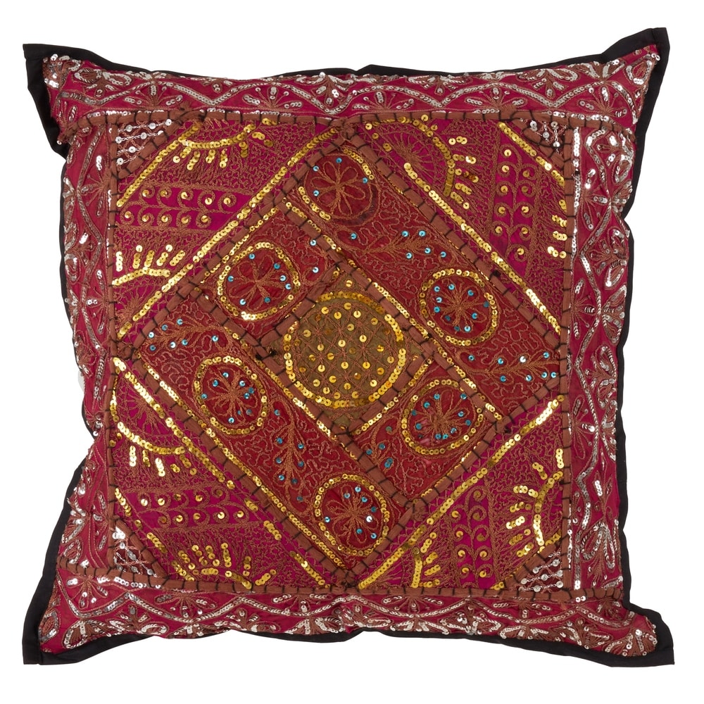 Handmade Sari Sitara Down-filled Cotton Throw Pillow