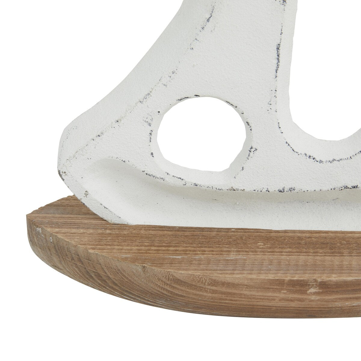 Wood Sail Boat Decorative Sculpture with Wood Base - Set of 3 White - Roche River Decor