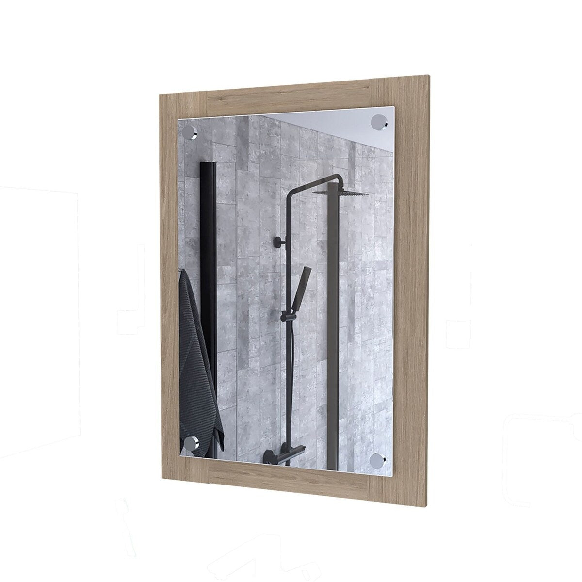 28 in. H x 20 in. W Devoux Vanguard Brown Wood Framed Rectangle Bathroom Mirror