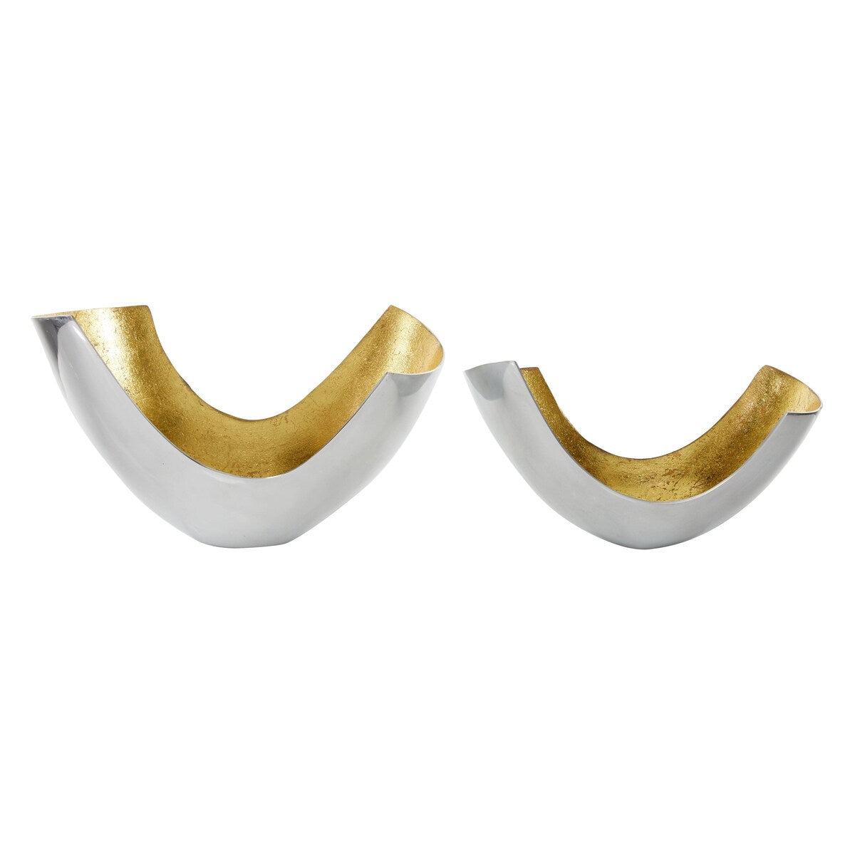 Aluminum Metal Decorative Bowl Decorative Bowl with Gold Interior - Set of 2 Gold - Roche River Decor