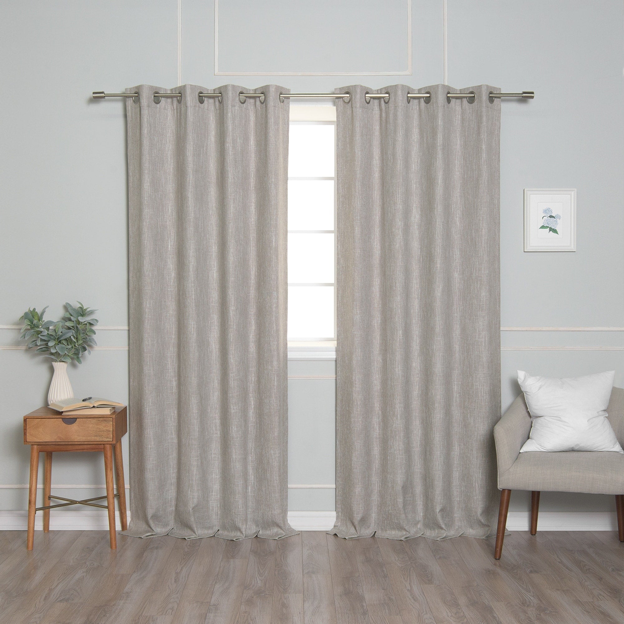 Aurora Home Heathered Linen Grommet Blackout Curtains