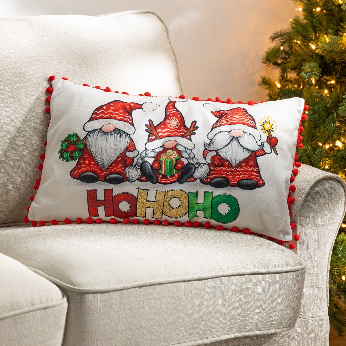 Holiday Gnome Design Throw Pillow Set of 2