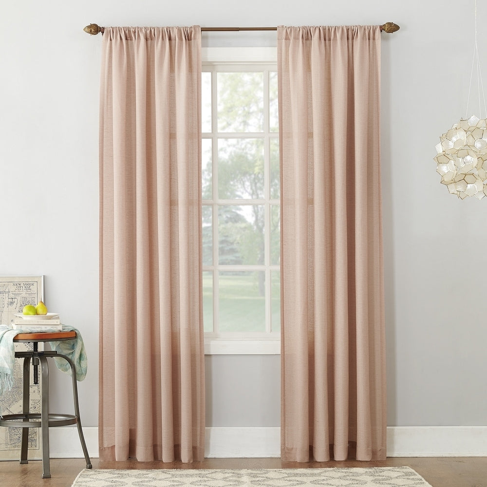 No. 918 Amalfi Linen Blend Semi-Sheer Rod Pocket 1-Piece Curtain Panel, Single Panel