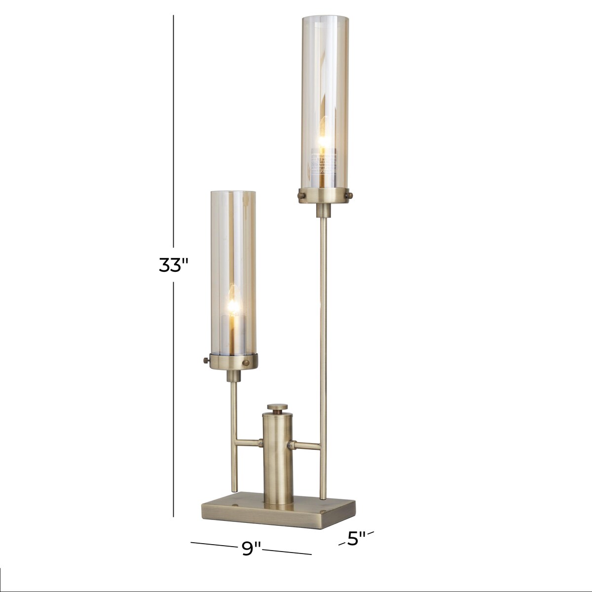 Metal Tall Room Accent Lamp with Cylinder Glass Shades - Gold - Roche River Decor