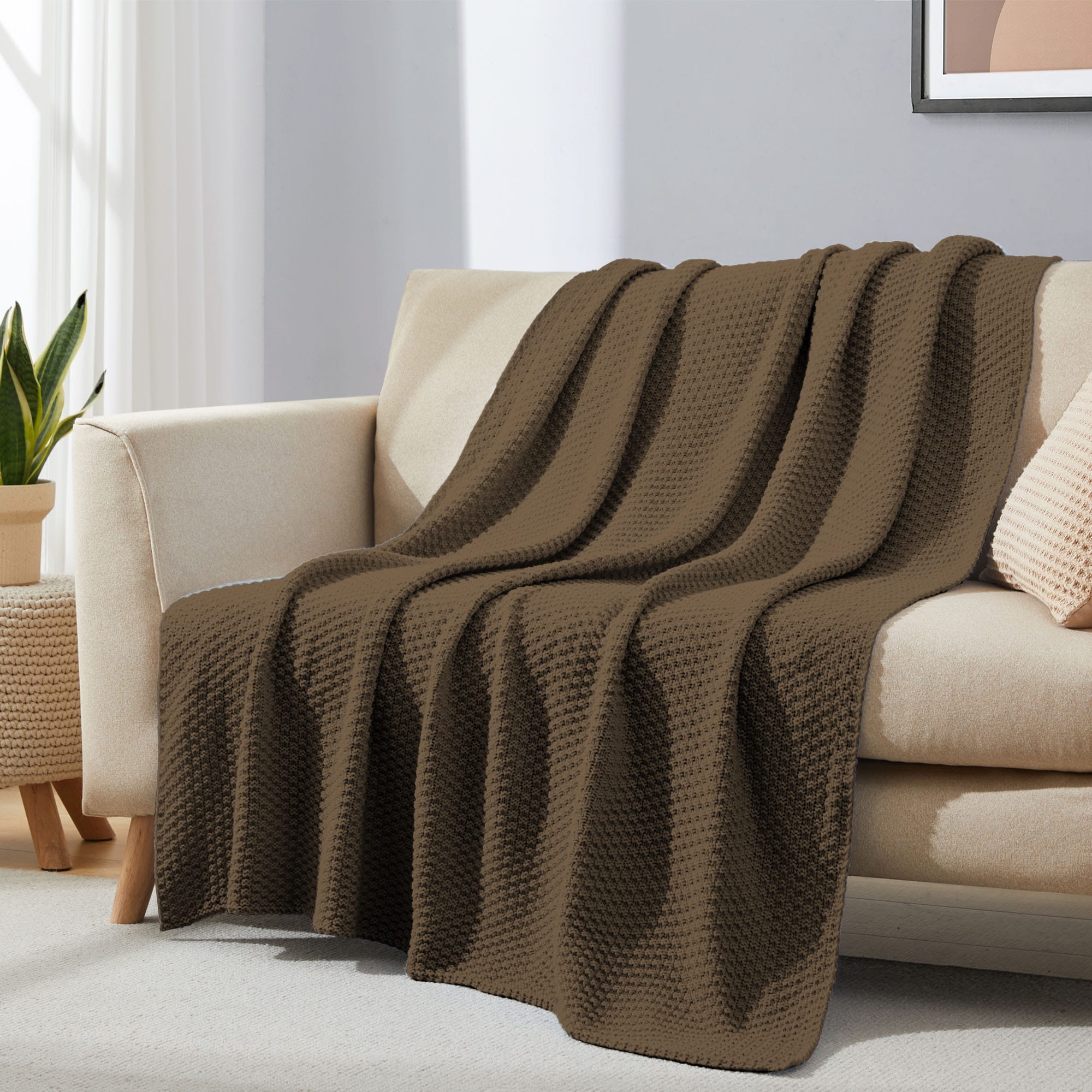 Lightweight and Soft Knit Throw Blanket for Couch