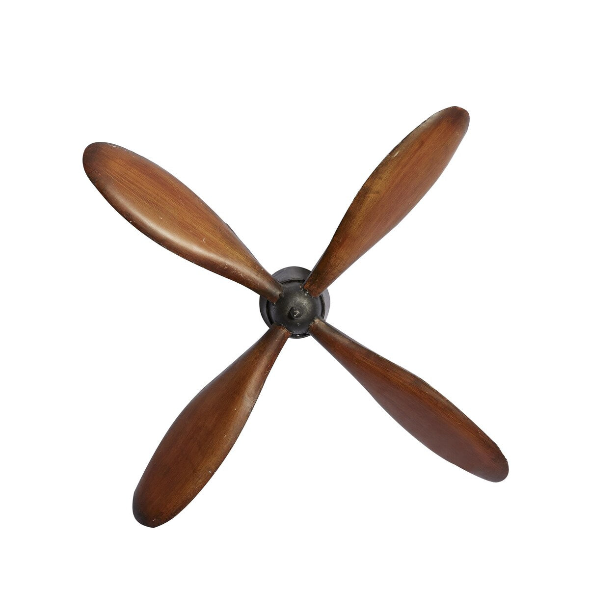 Metal Airplane Propeller 4 Blade Home Wall Decor with Aviation Detailing - Dark Brown - Roche River Decor