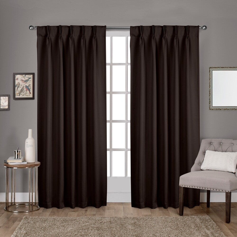 ATI Home Sateen Twill Woven Room Darkening Blackout Pinch Pleat/Hidden Tab Top Curtain Panel Pair