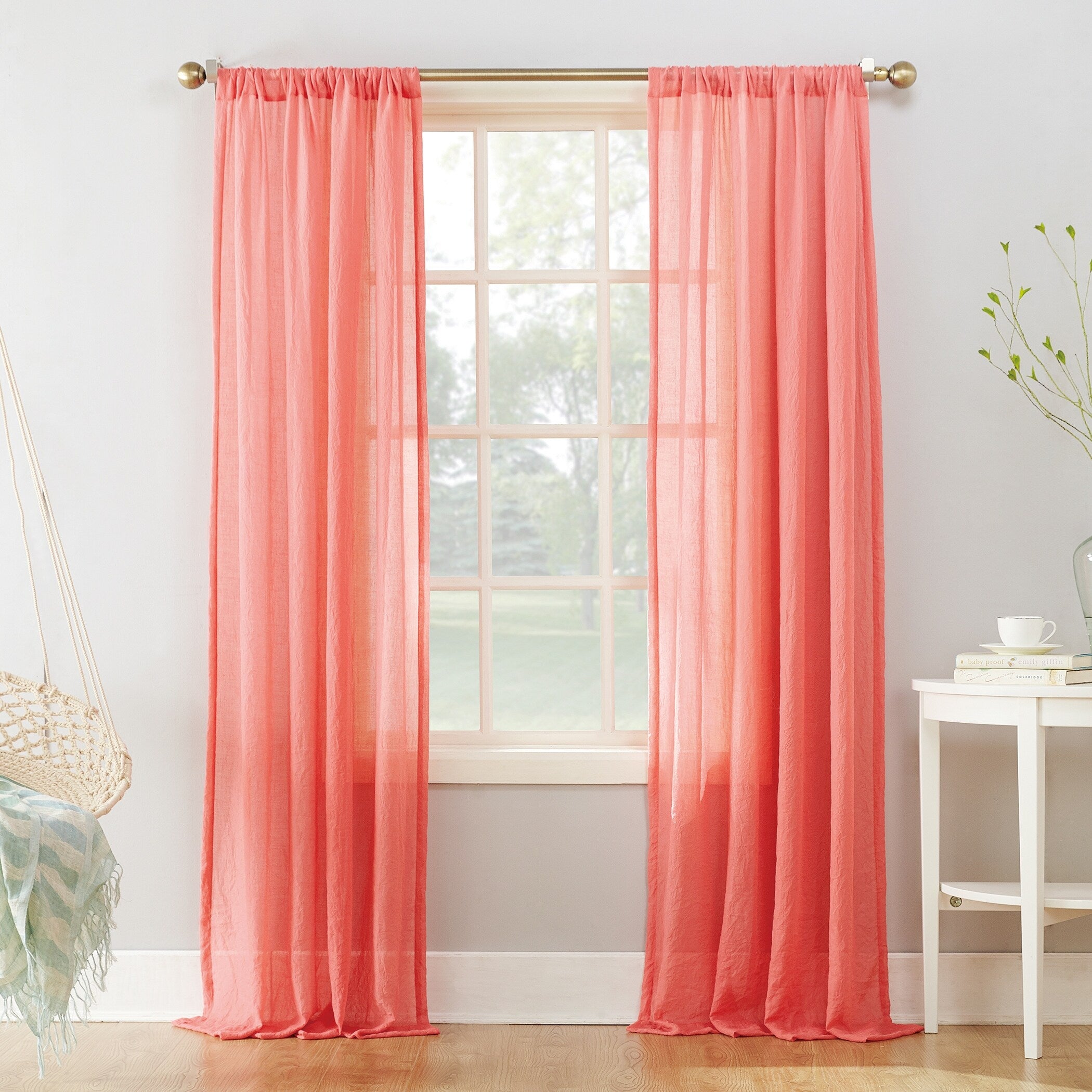 No. 918 Ladonna Crushed Texture Semi-Sheer Rod Pocket Curtain Panel, Single Panel