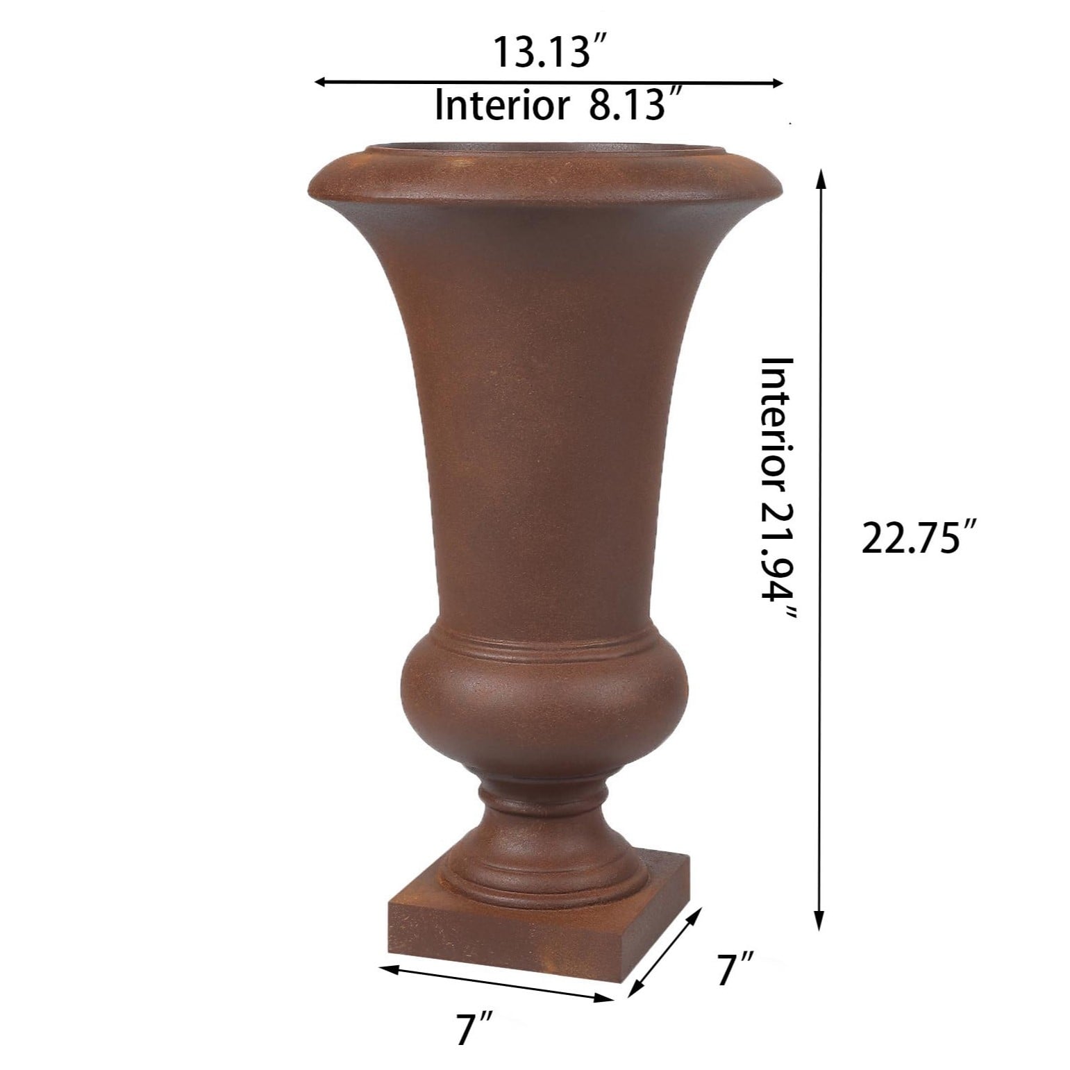 22.75 H Handmade Fiber Stone Tall Urn Planter Pot