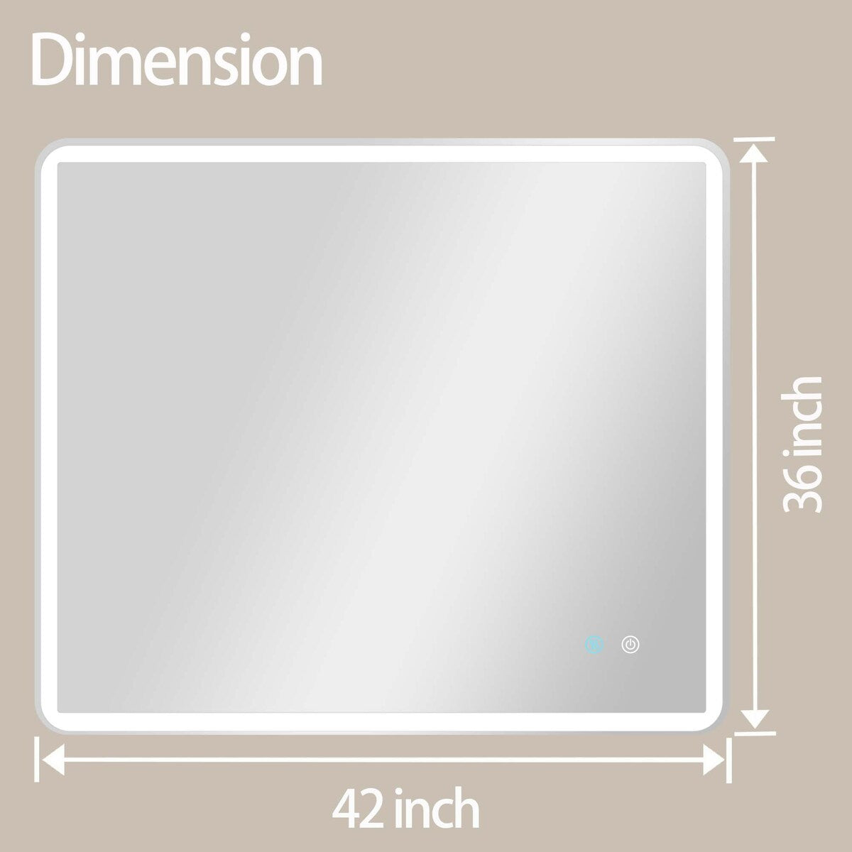 24/42/60 Inch Rectangular Frameless Anti-Fog Lighted Wall Bathroom Vanity Mirror in Natural