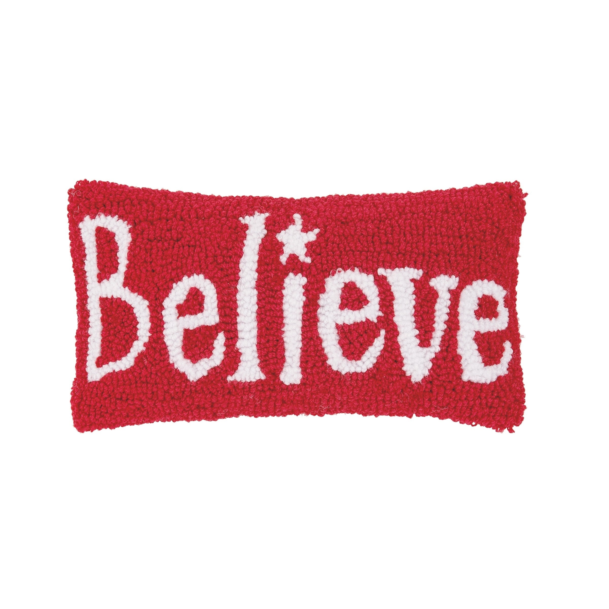 Christmas Believe Hooked Decorative Accent Throw Pillow