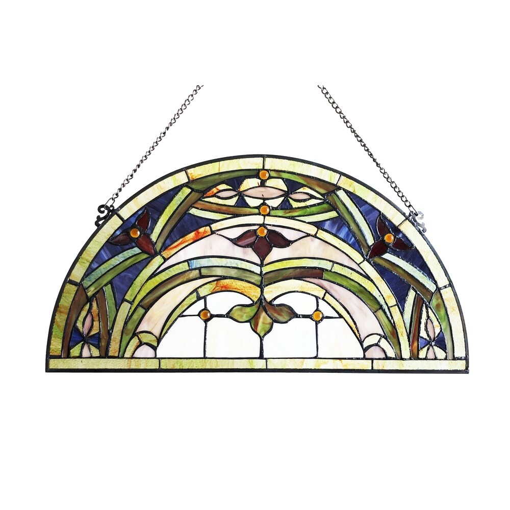 Gracewood Hollow Chu Glass Half-circle Window Panel/Suncatcher