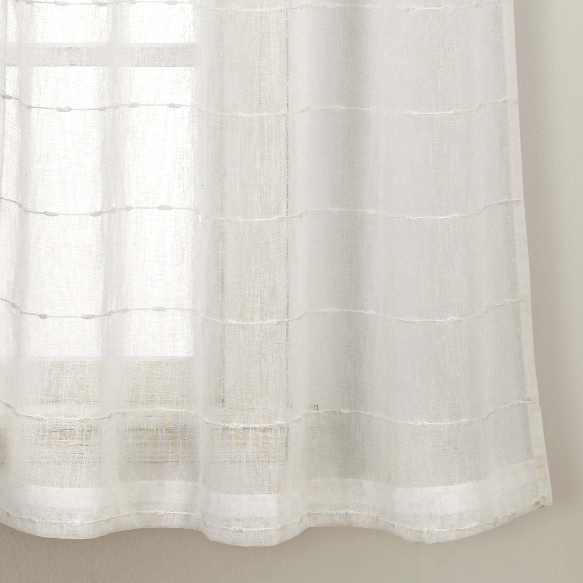 Lush Decor Farmhouse Textured Grommet Sheer Window Curtain Panel Pair