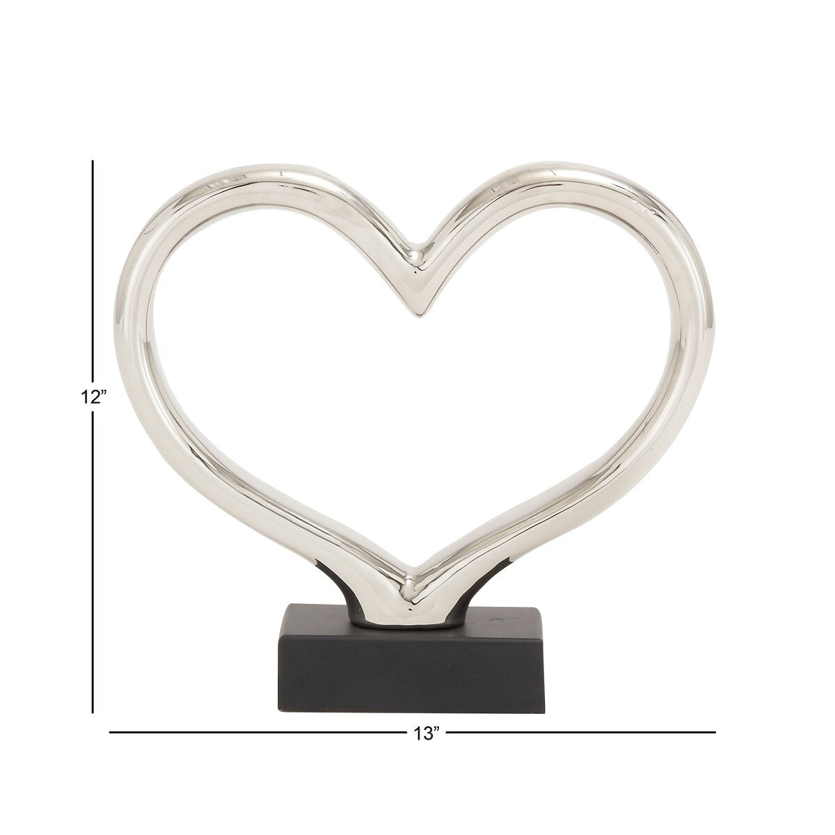 Ceramic Heart Decorative Sculpture with Black Base - Silver - The Novogratz