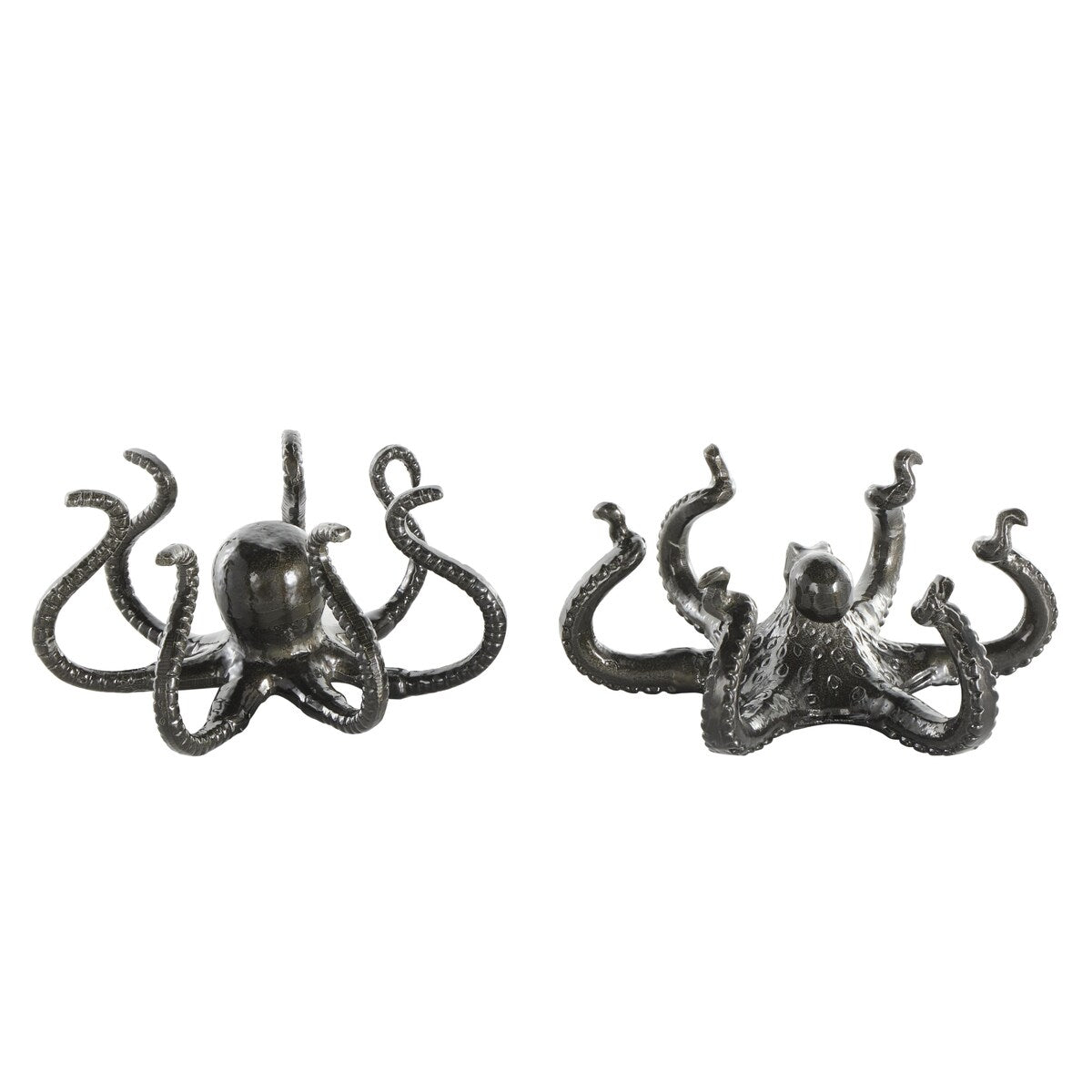 Aluminum Metal Octopus Decorative Sculpture with Splayed Arms - Set of 2 Black - Roche River Decor