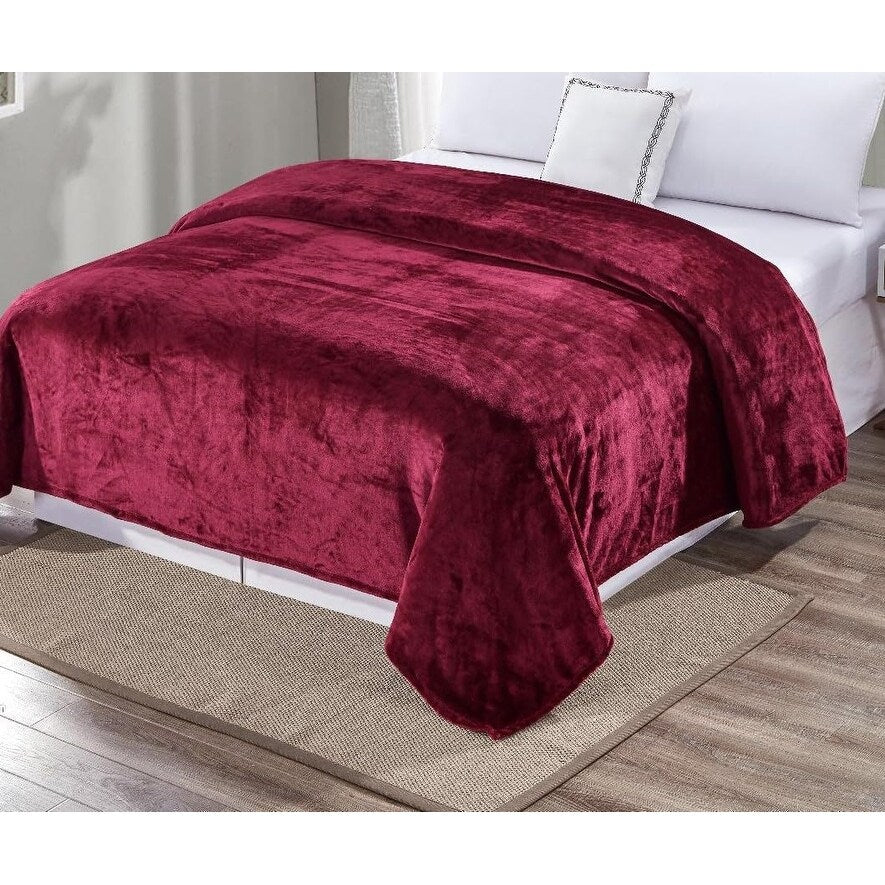 Faith, hope, love home décor Ultra Lush Twin Size Solid Microplush Blanket (66 X 86) - BURGUNDY