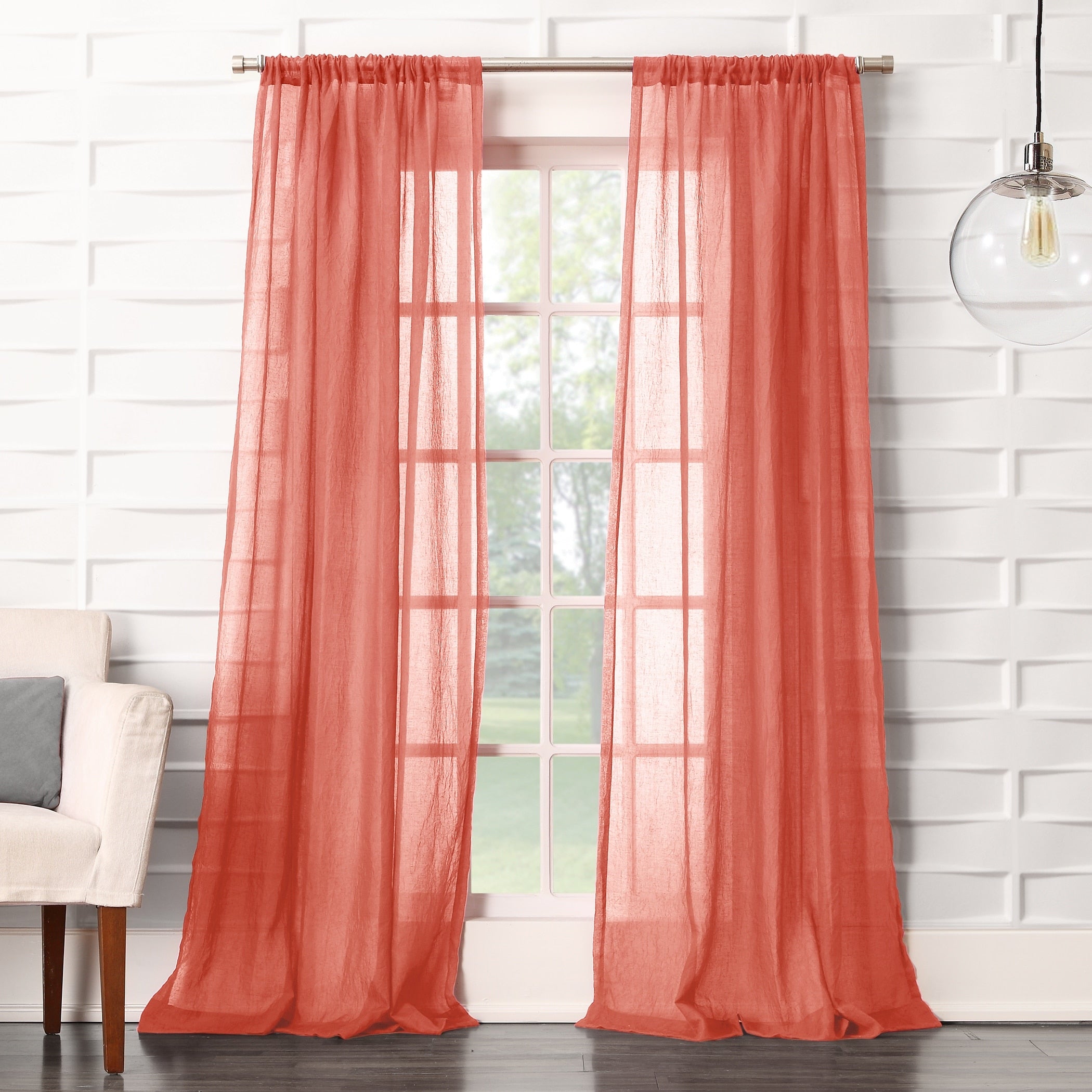 No. 918 Ladonna Crushed Texture Semi-Sheer Rod Pocket Curtain Panel, Single Panel