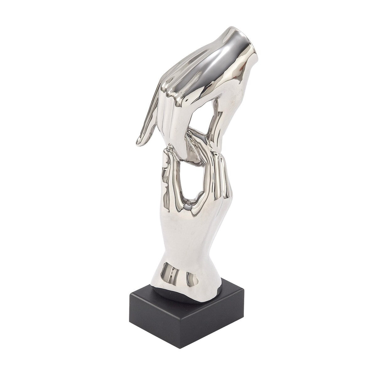 Polystone Hands Decorative Sculpture - Silver - Roche River Decor