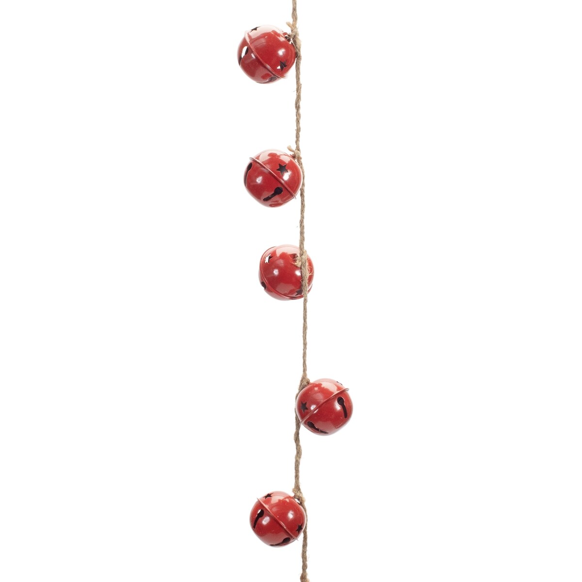 Metal Sleigh Bell Garland on Jute String (Set of 2) - Red