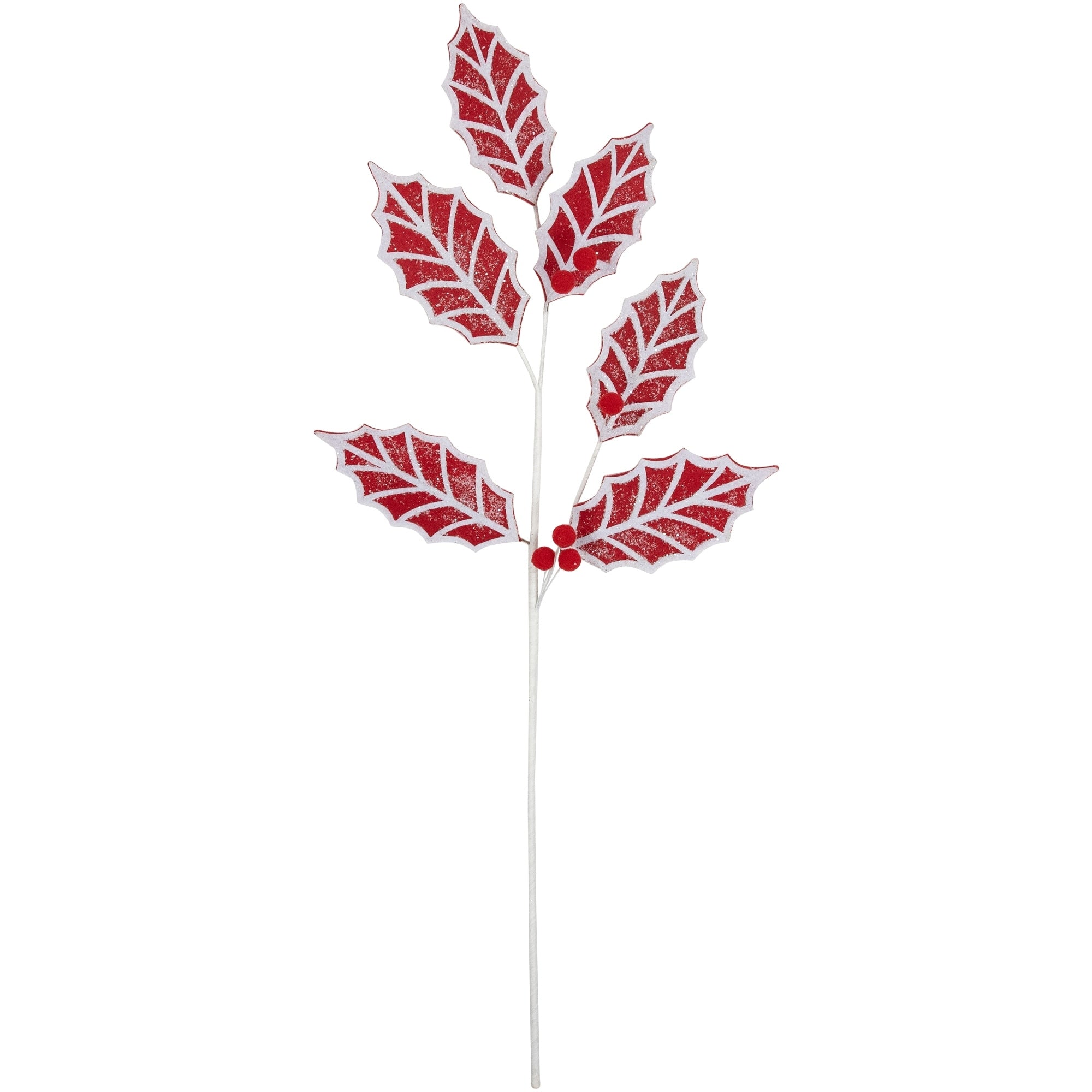 26 Red and White Frosted Mistletoe Christmas Spray