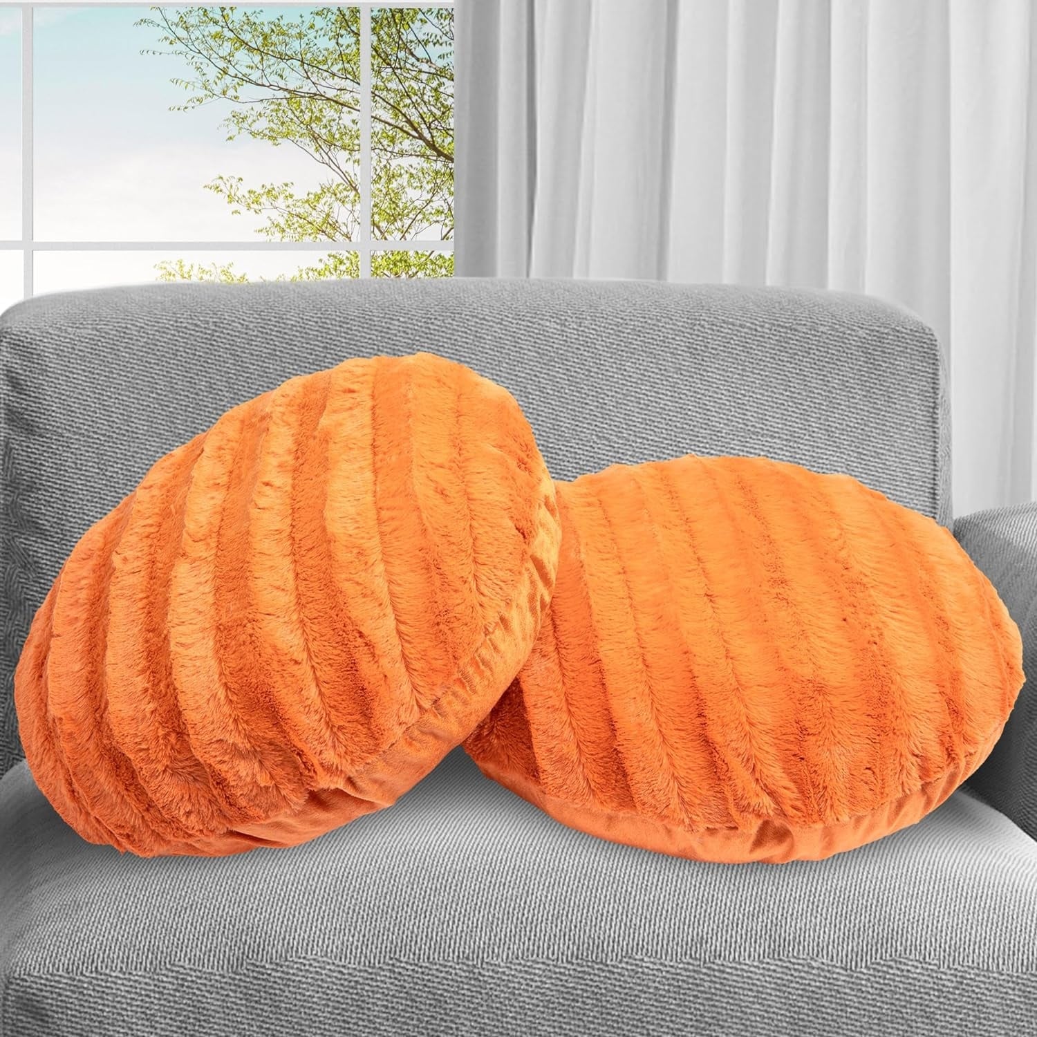 Cheer Collection Set of 2 Decorative Round Throw Pillows