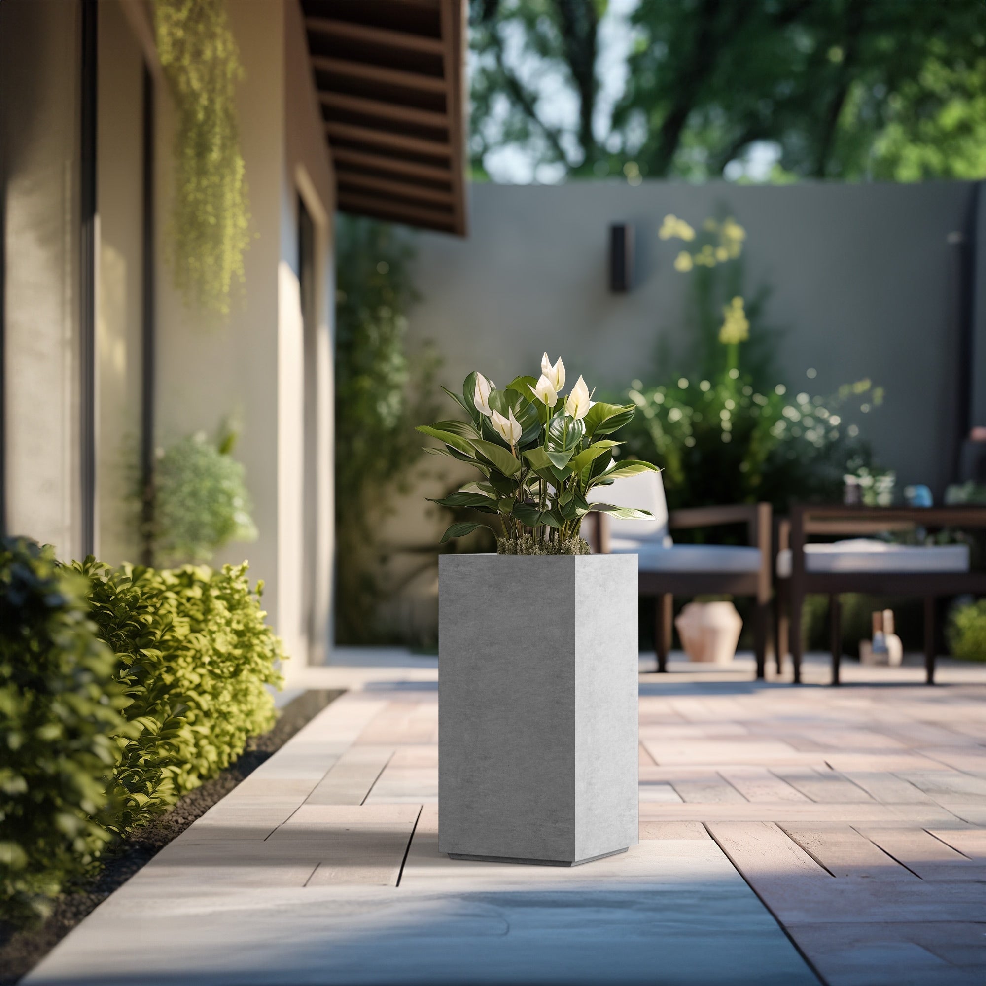 Tall Concrete Rectangle Plant Boxes / Large Indoor and Outdoor Flower Planters