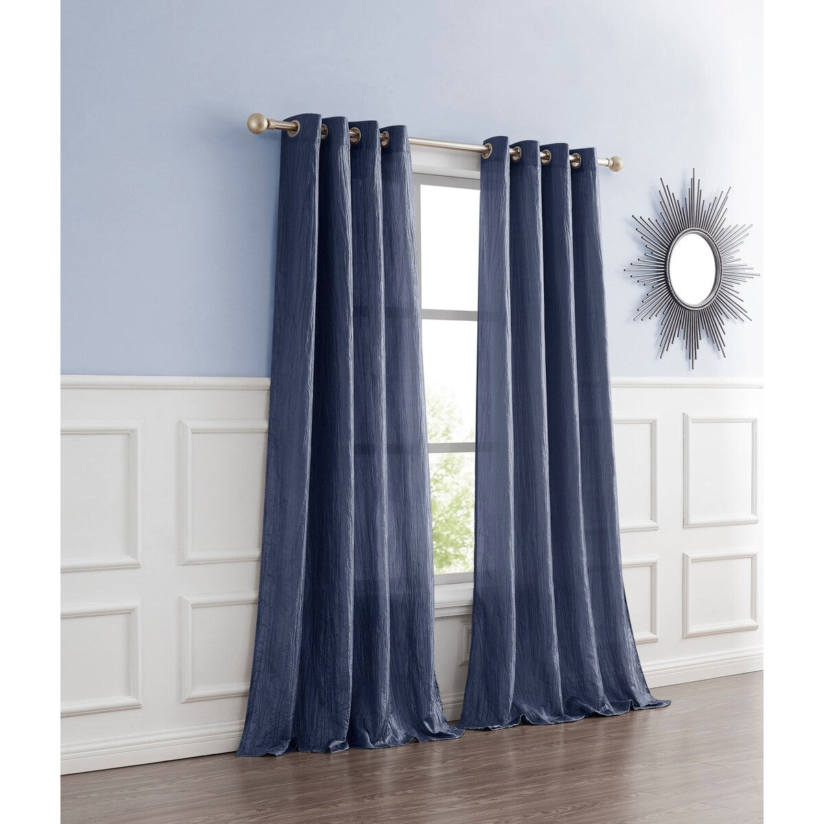 Dainty Home Verona Crushed Silk Light Filtering Grommet Single Panel Extra Wide Curtains