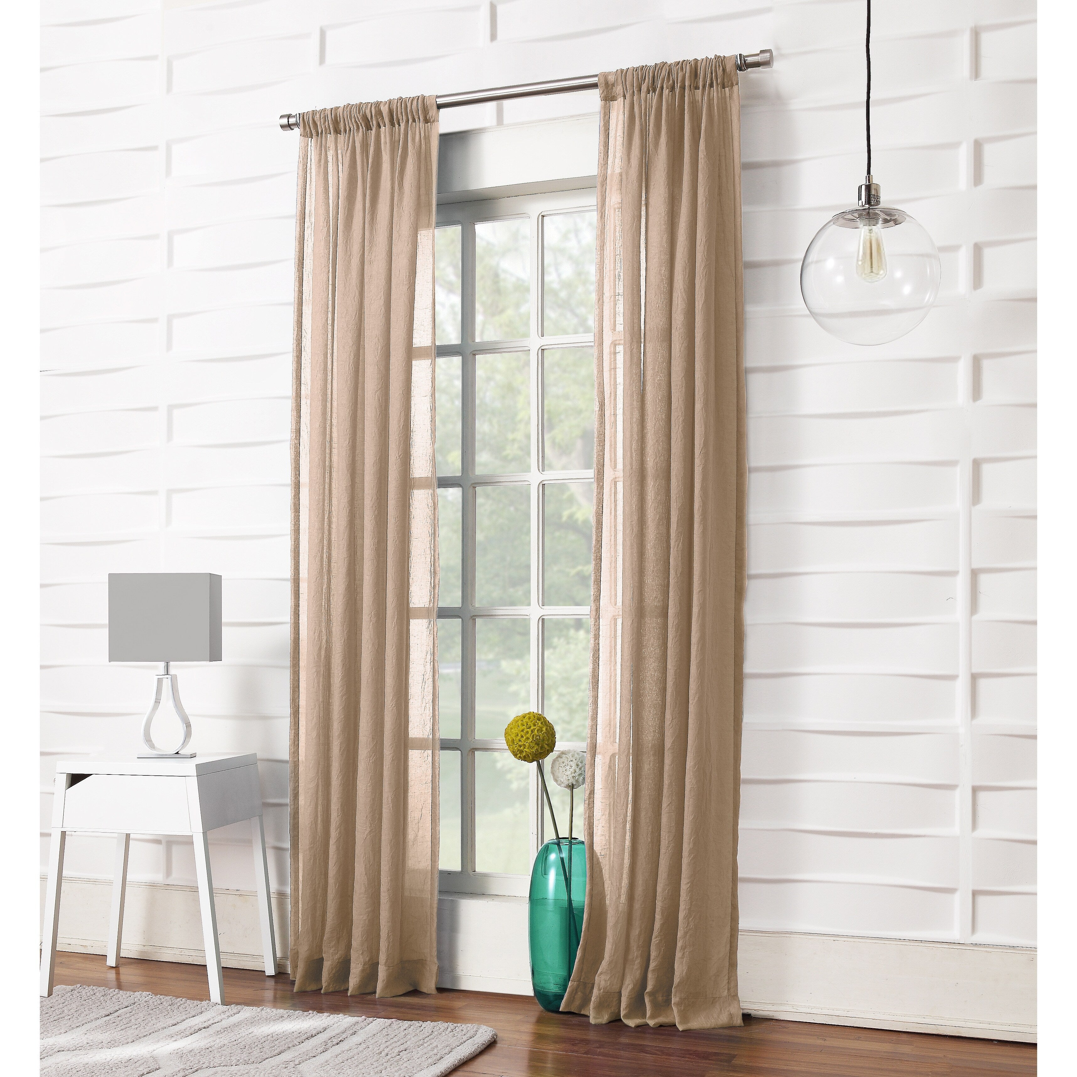 No. 918 Ladonna Crushed Texture Semi-Sheer Rod Pocket Curtain Panel, Single Panel